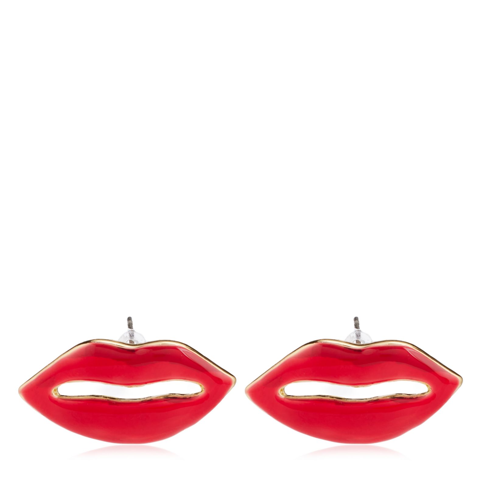 Butler & Wilson Enamel Lip Earrings
