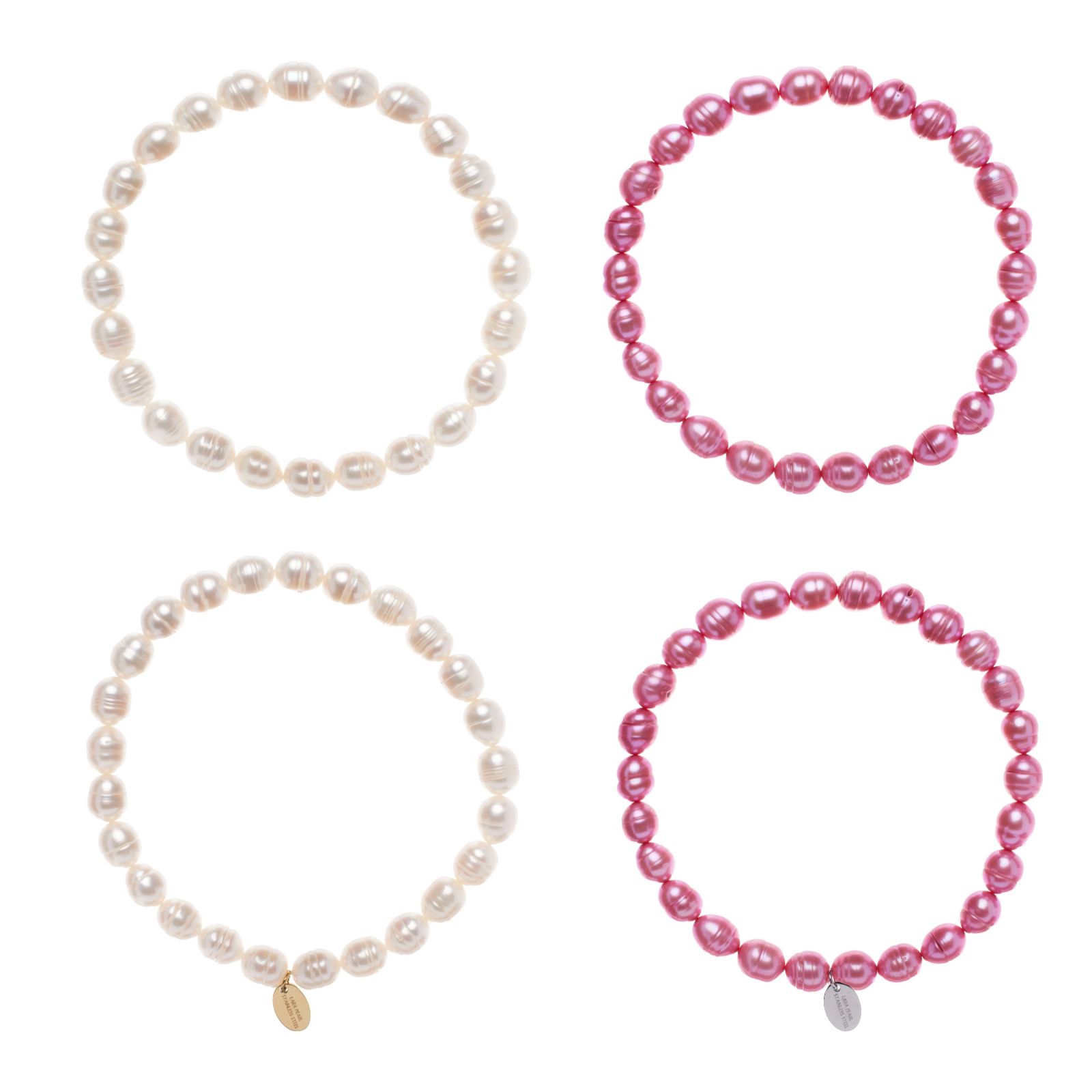 Lara Pearl 6-7mm Oval Pearl Set of 4 Stretch Bracelets