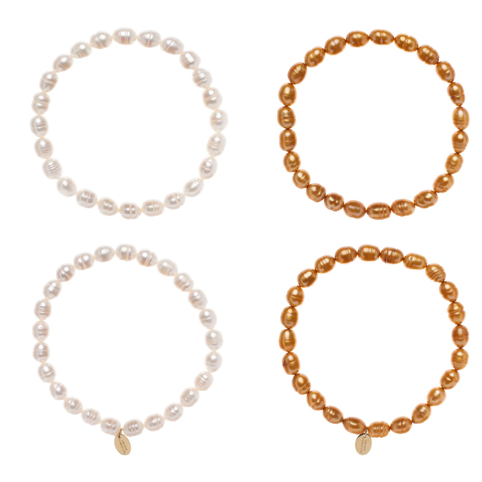 Lara Pearl 6-7mm Oval Pearl Set of 4 Stretch Bracelets