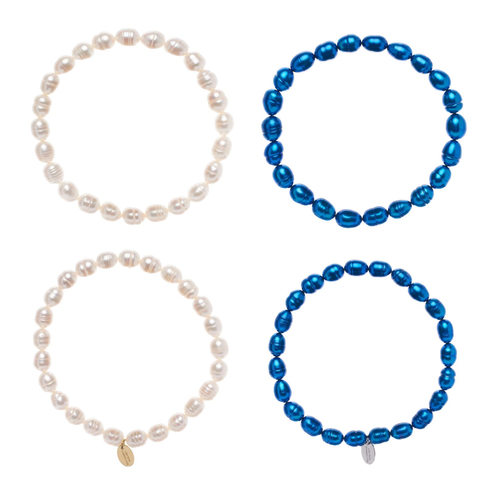 Lara Pearl 6-7mm Oval Pearl Set of 4 Stretch Bracelets