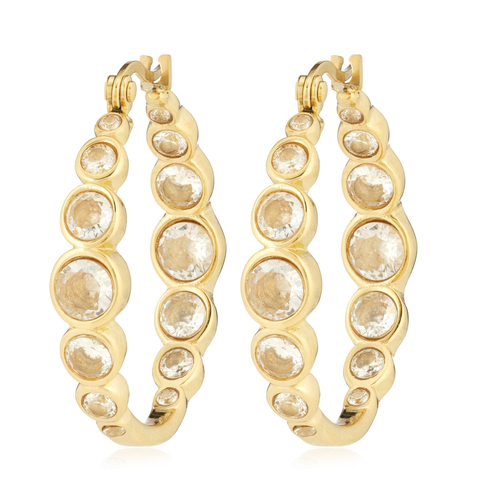 Steel by Diamonique Bezel Set Hoop Earrings