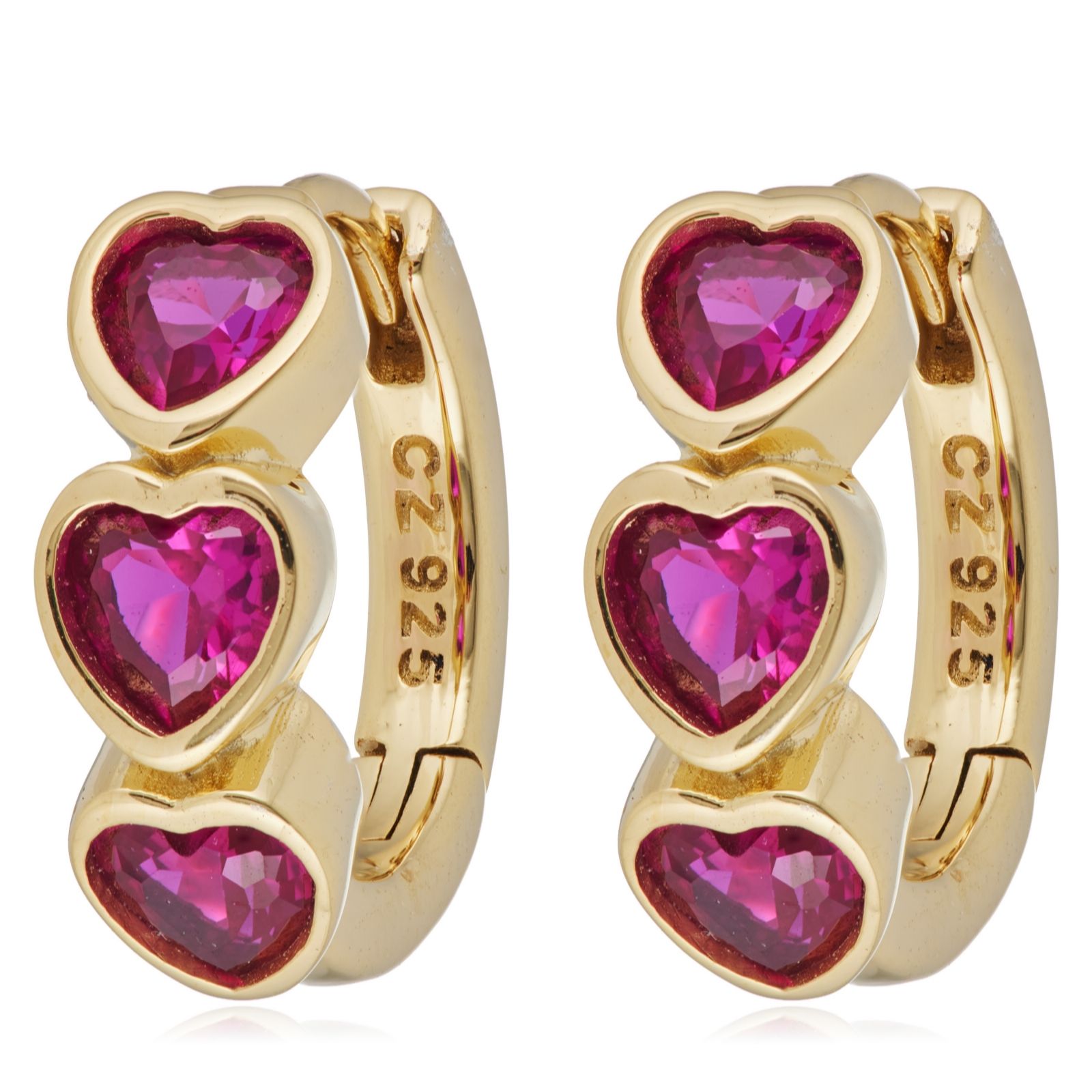 Diamonique 1.5ct tw Heart Bezel Set Huggie Earrings Sterling Silver