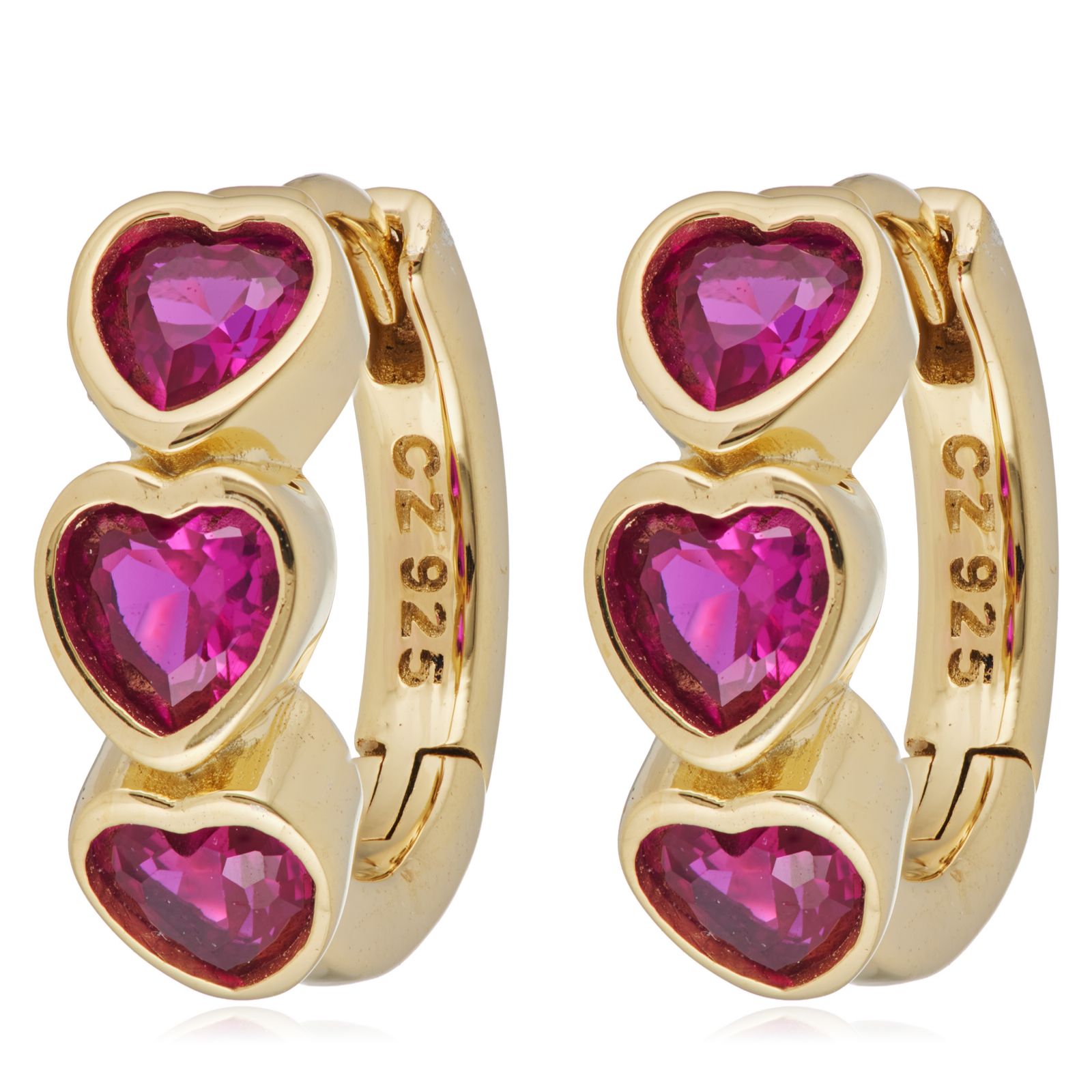 Diamonique 1.5ct tw Heart Bezel Set Huggie Earrings Sterling Silver