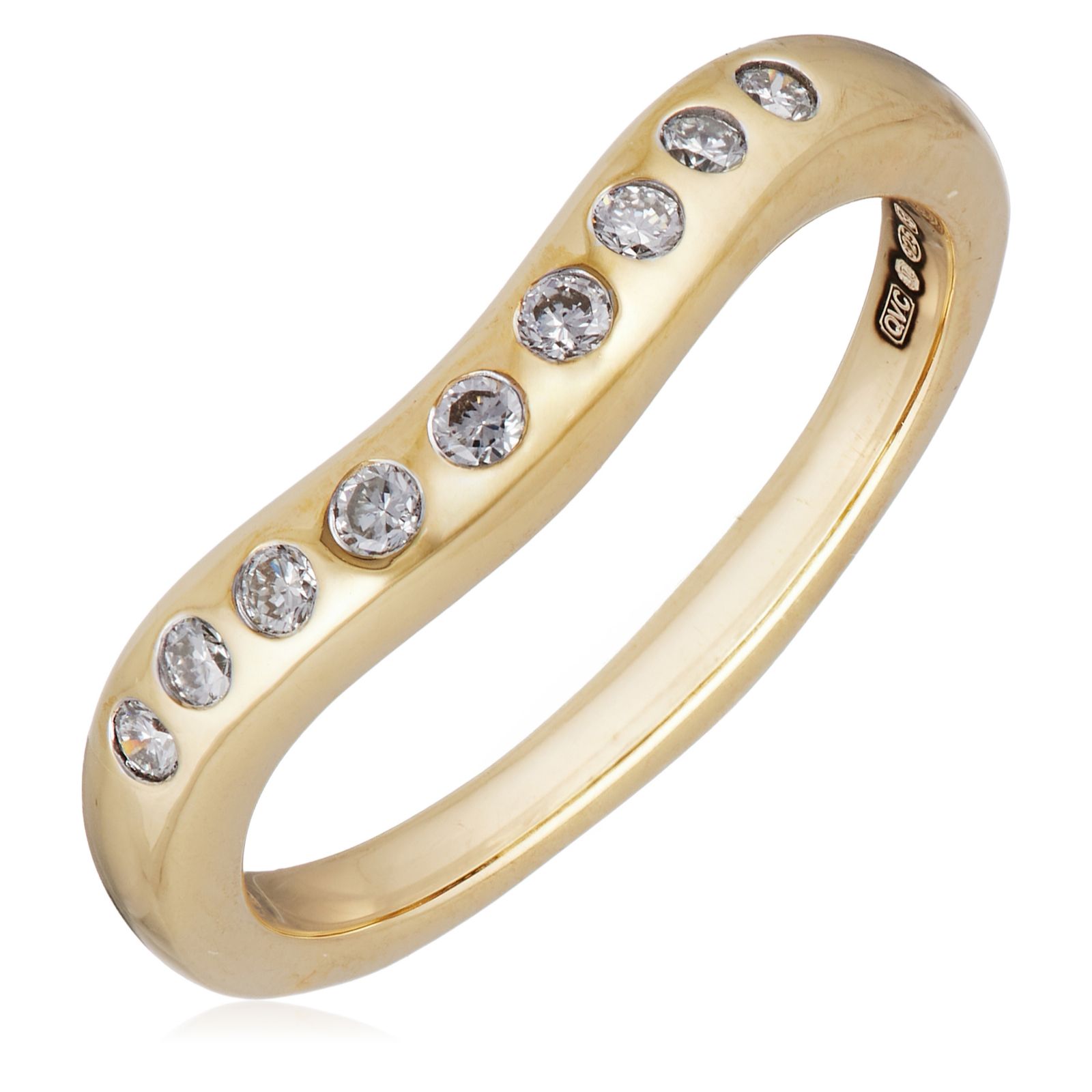 Fire Light 0.15ct Lab Grown Diamond Swiss Set Wave Ring 18ct Gold Vermeil