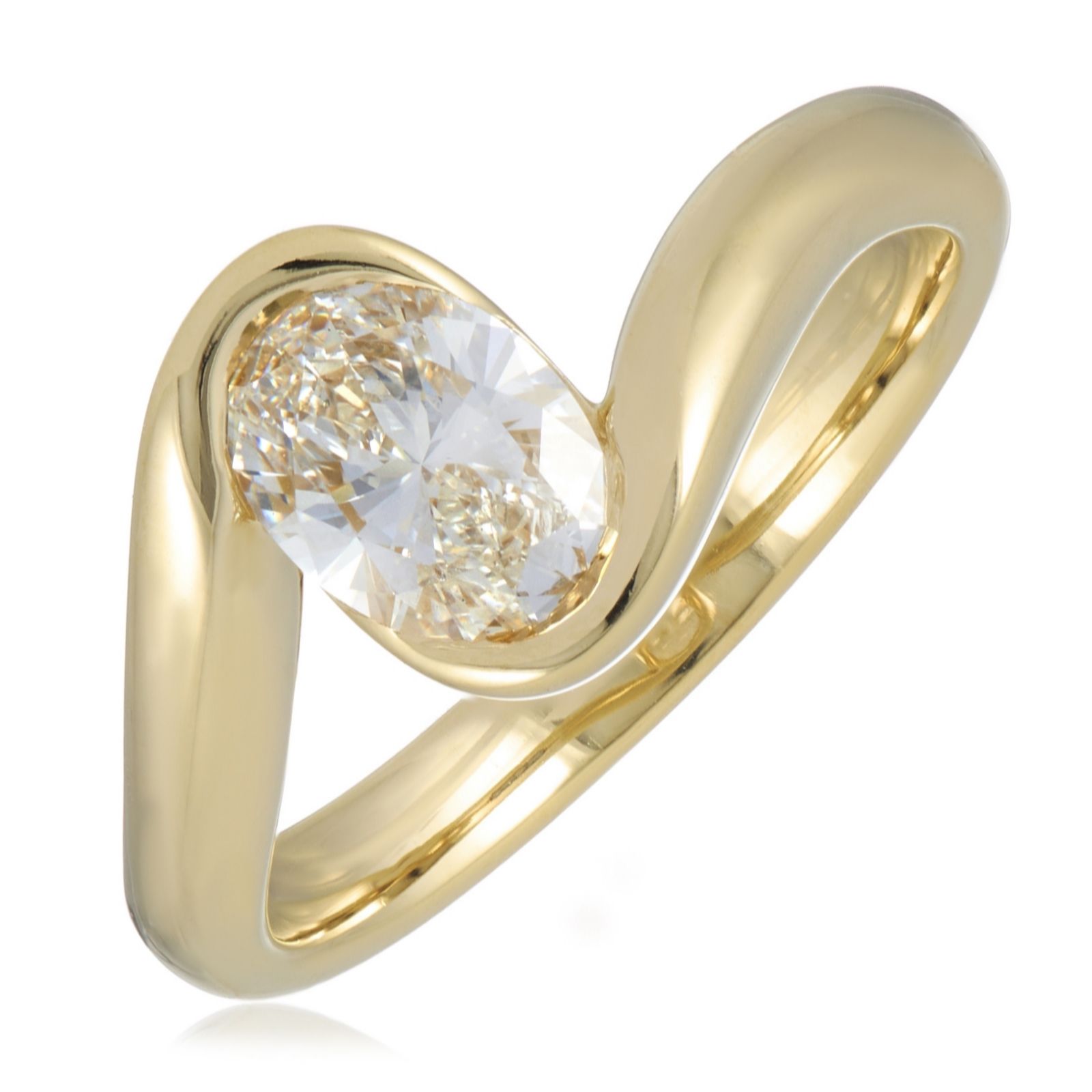 Fire Light 1ct Lab Grown Diamond Oval Cut Wave Ring 18ct Gold Vermeil