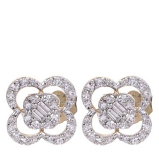 0.40ct Mixed Cut Diamond Clover Stud Earrings 9ct Gold