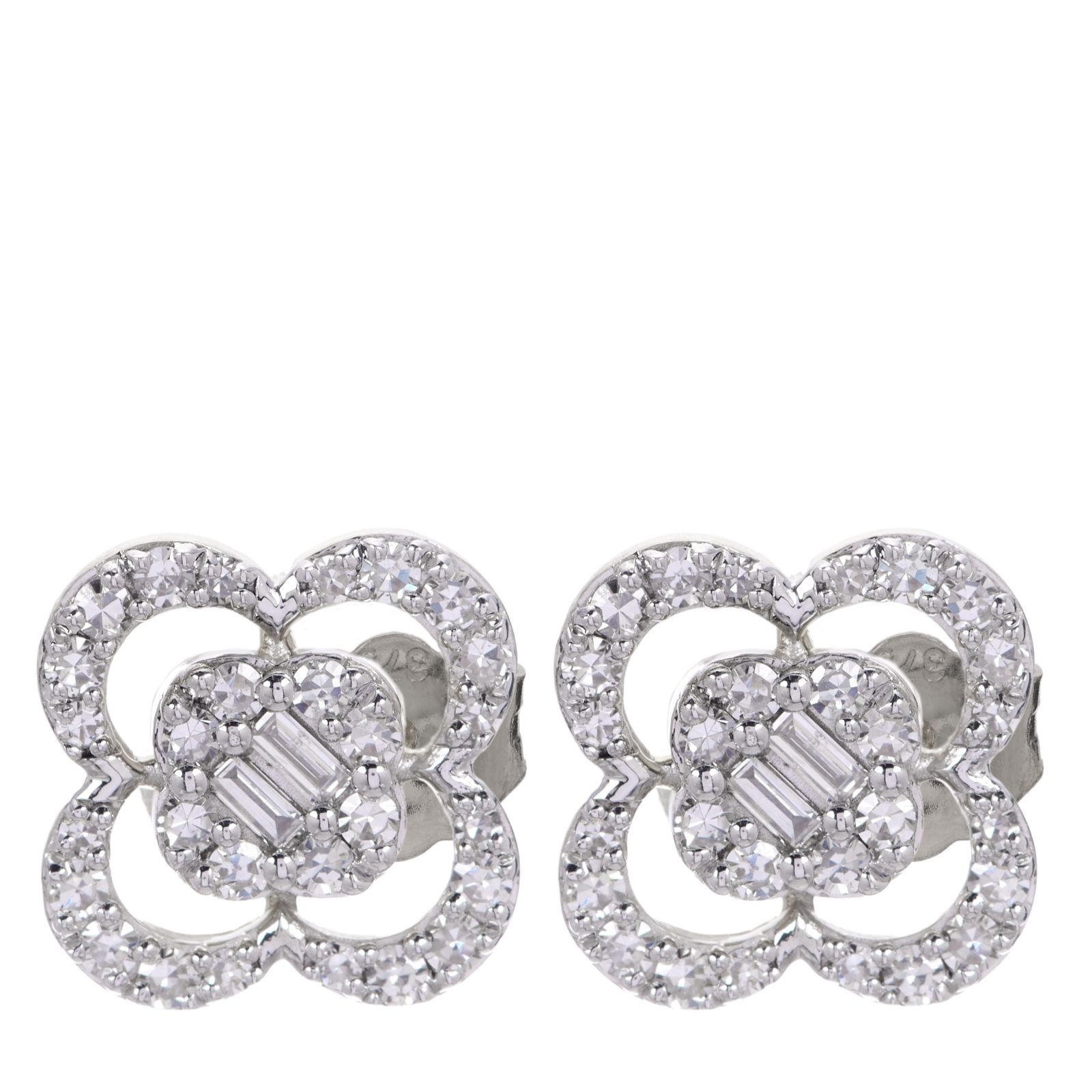 0.40ct Mixed Cut Diamond Clover Stud Earrings 9ct Gold