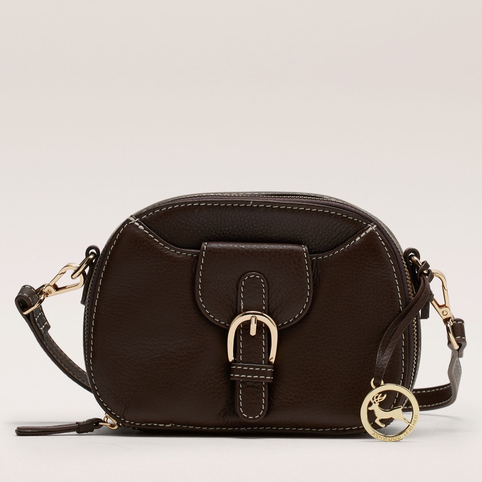 Ashwood Buckle Front Leather Crossbody Bag
