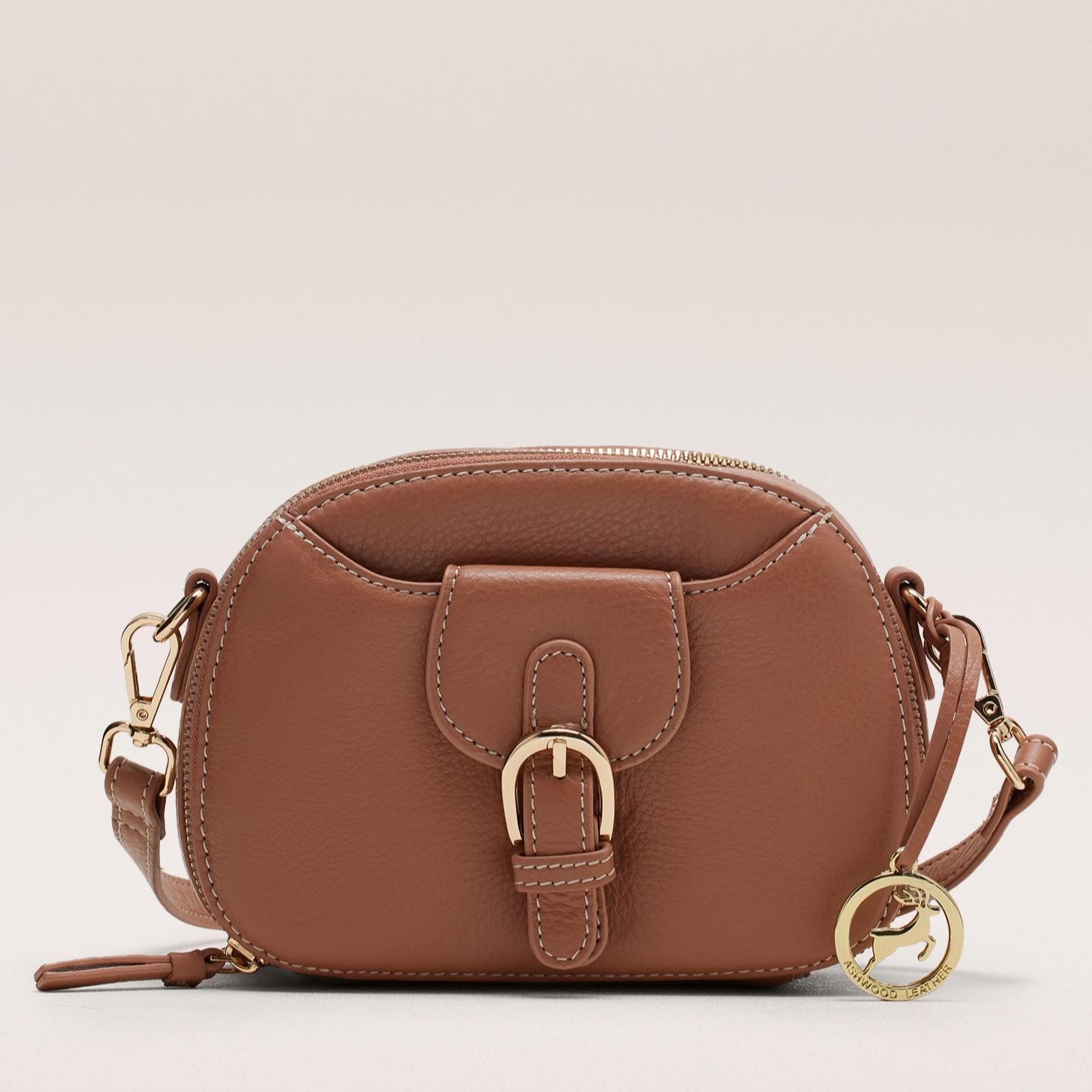 Ashwood Buckle Front Leather Crossbody Bag