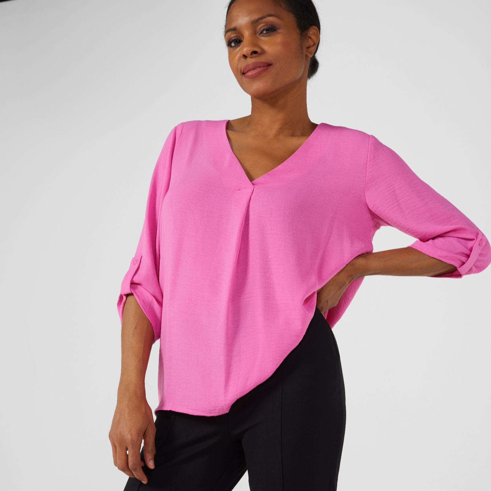 JDY Divya V Neck Top - QVC UK