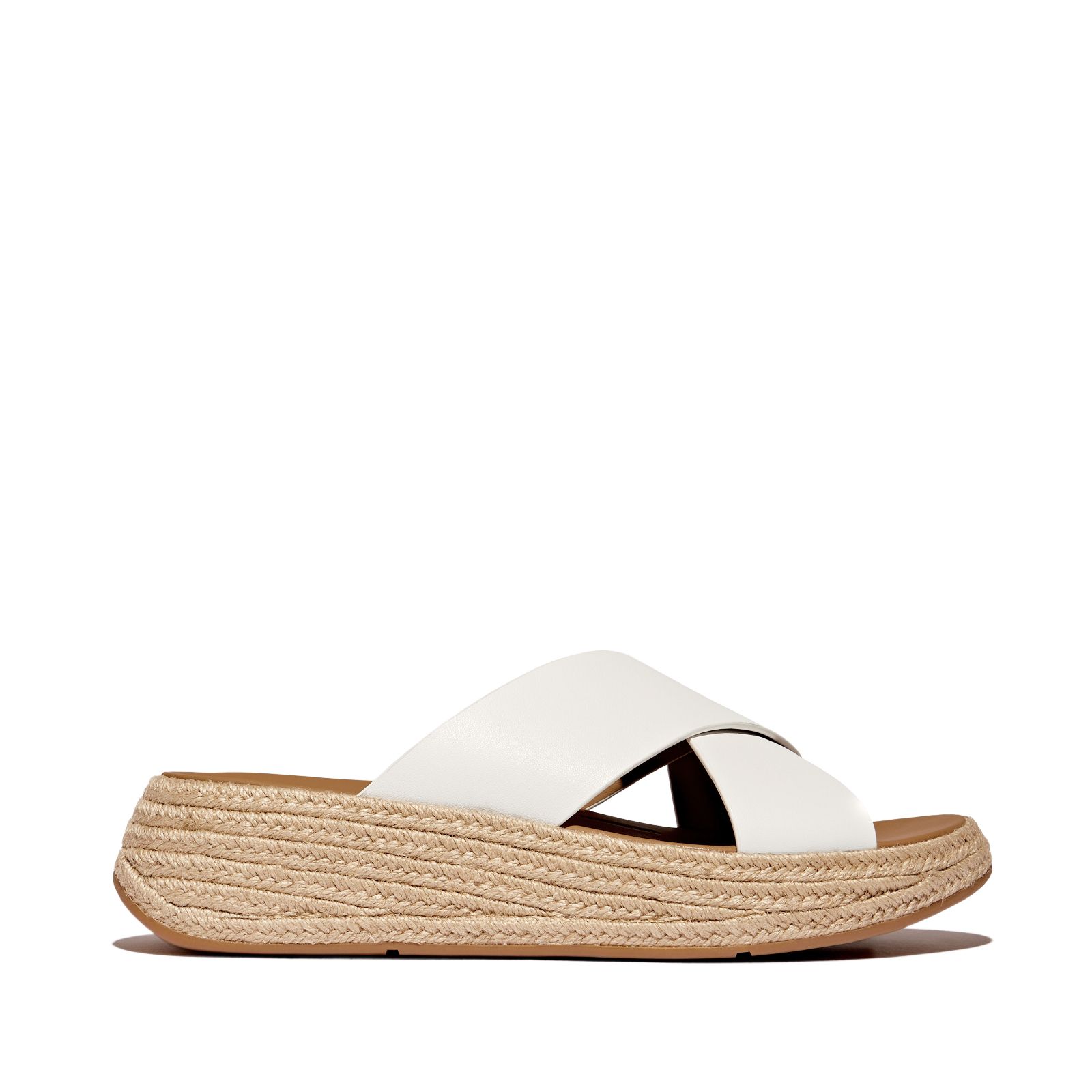 Fitflop F-mode Espadrille Leather Flatform Cross Slides