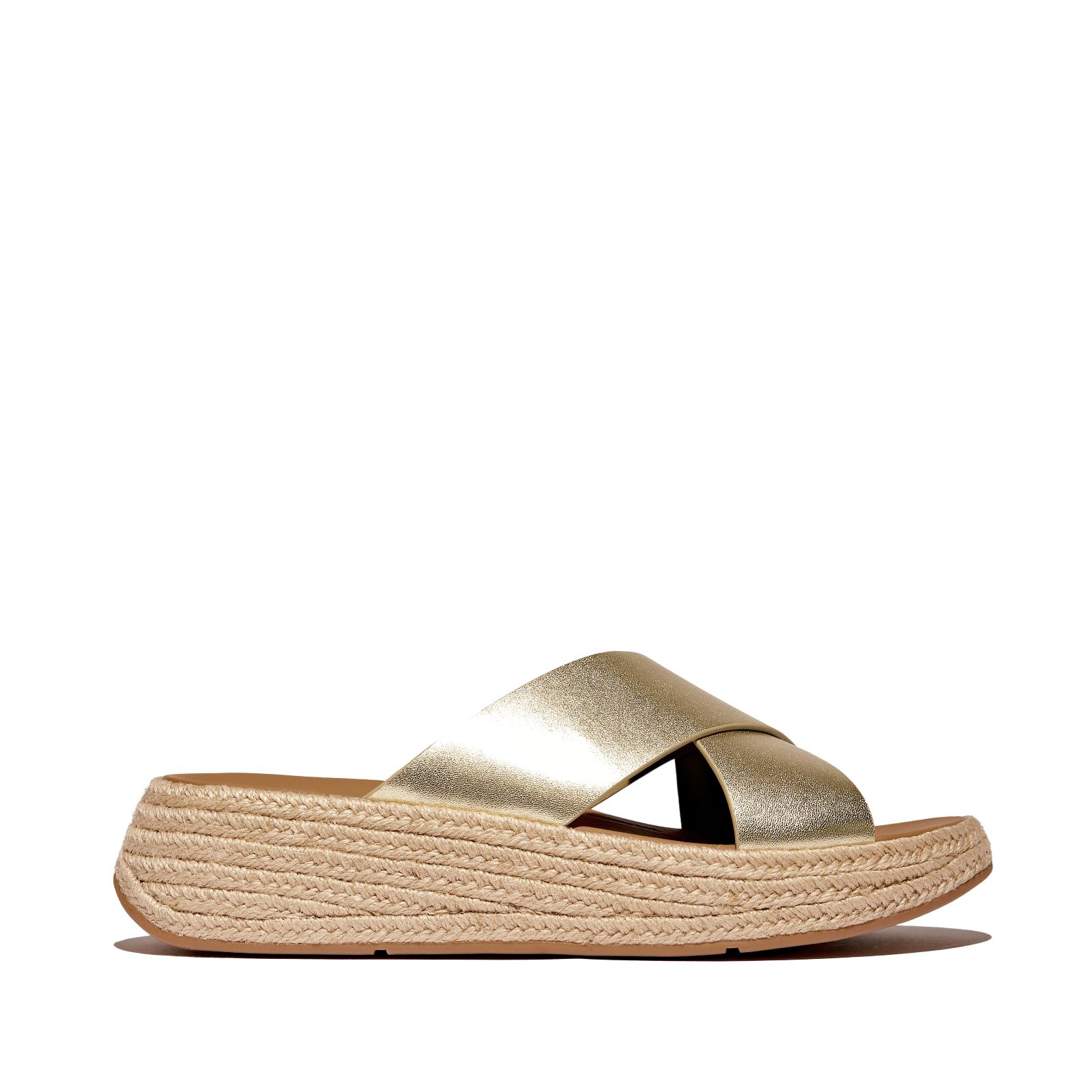 Fitflop F-mode Espadrille Leather Flatform Cross Slides
