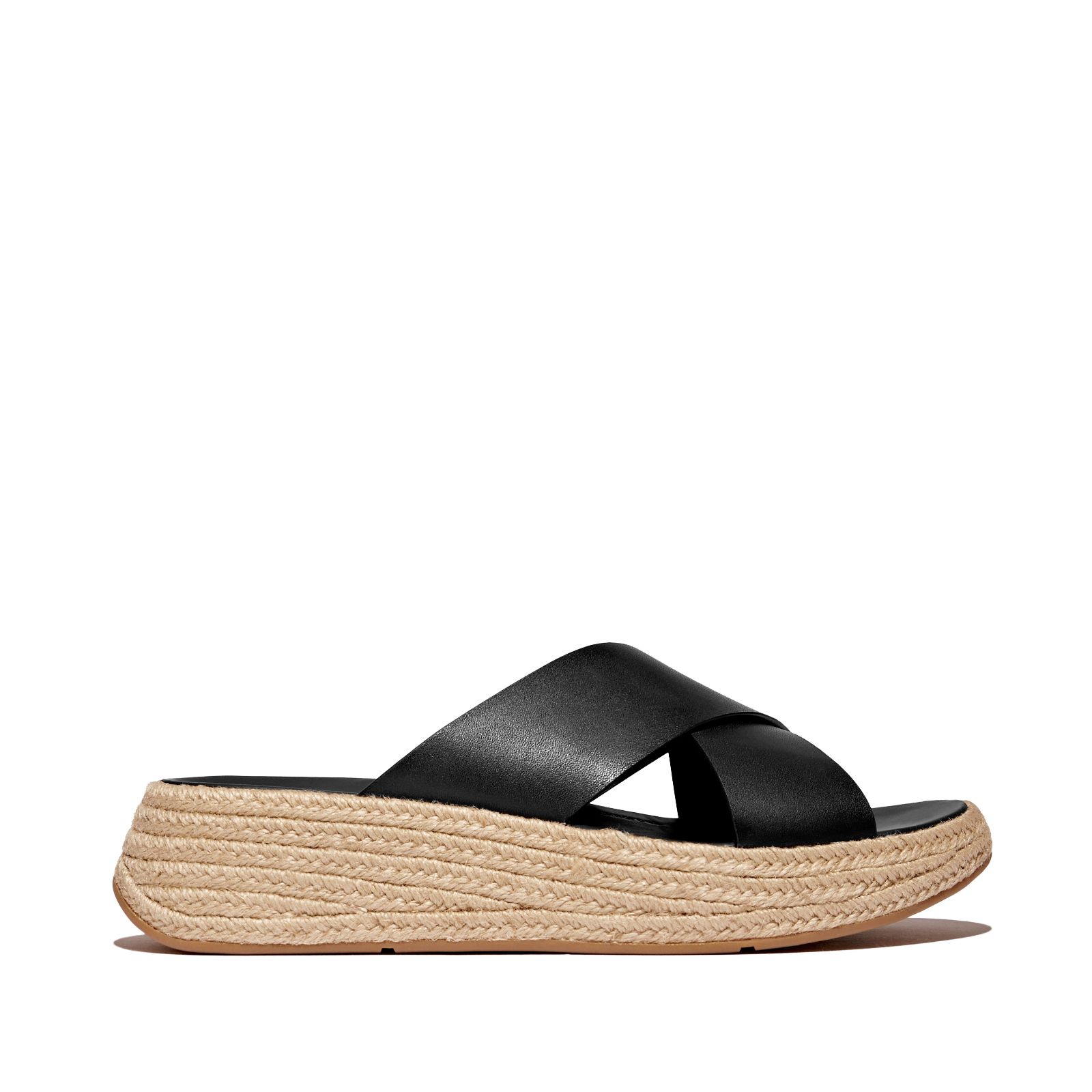 Fitflop F-mode Espadrille Leather Flatform Cross Slides