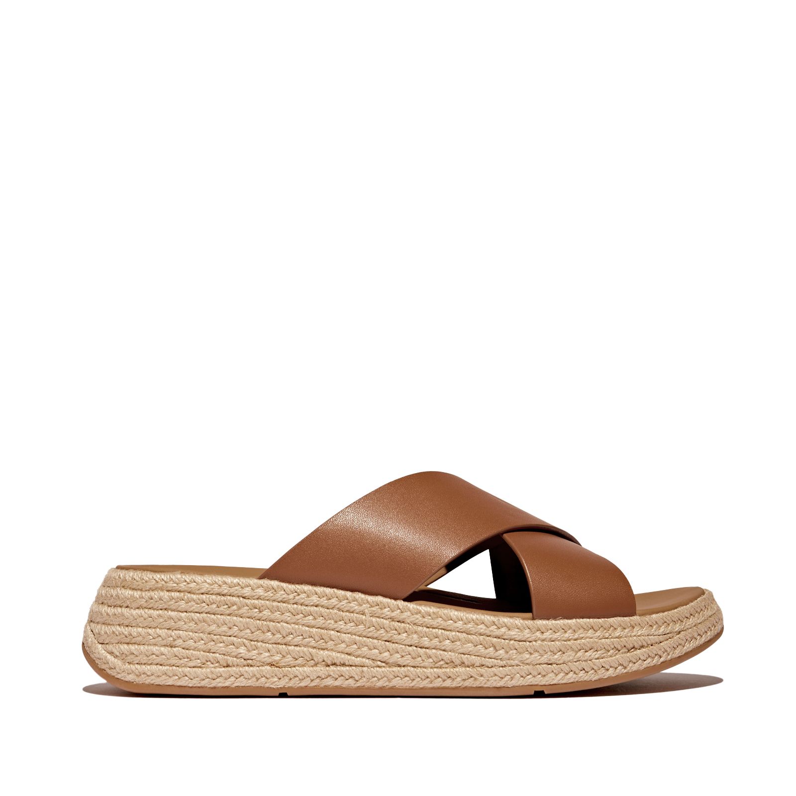 Fitflop F-mode Espadrille Leather Flatform Cross Slides