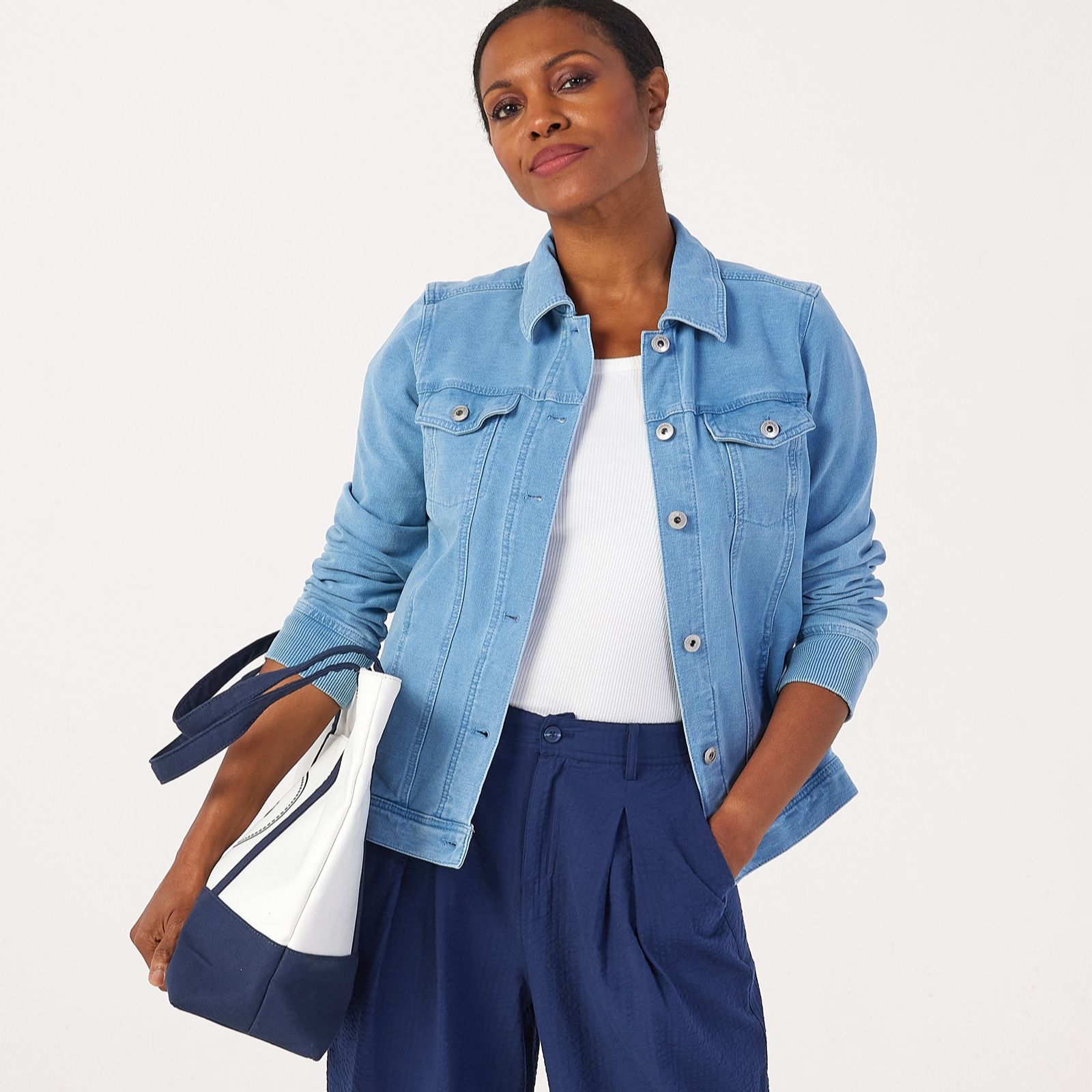 Denim & Co. Comfy Denim Style Jacket with Collar