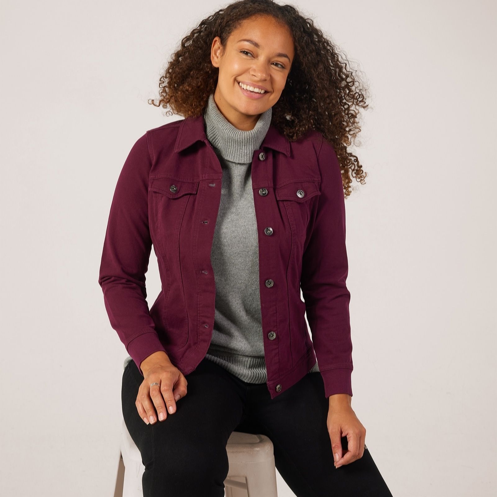 Denim & Co. Comfy Denim Style Jacket with Collar