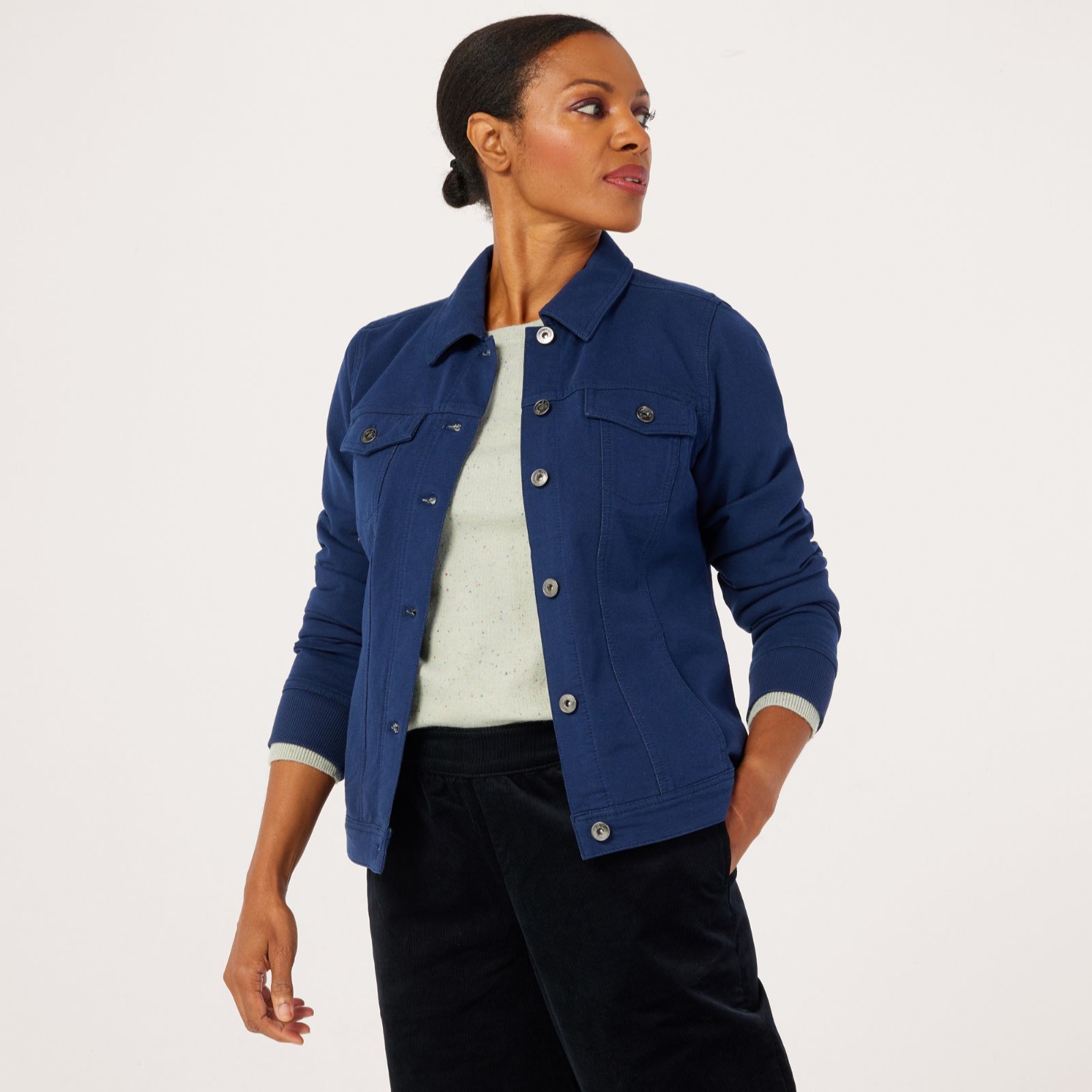 Denim & Co. Comfy Denim Style Jacket with Collar