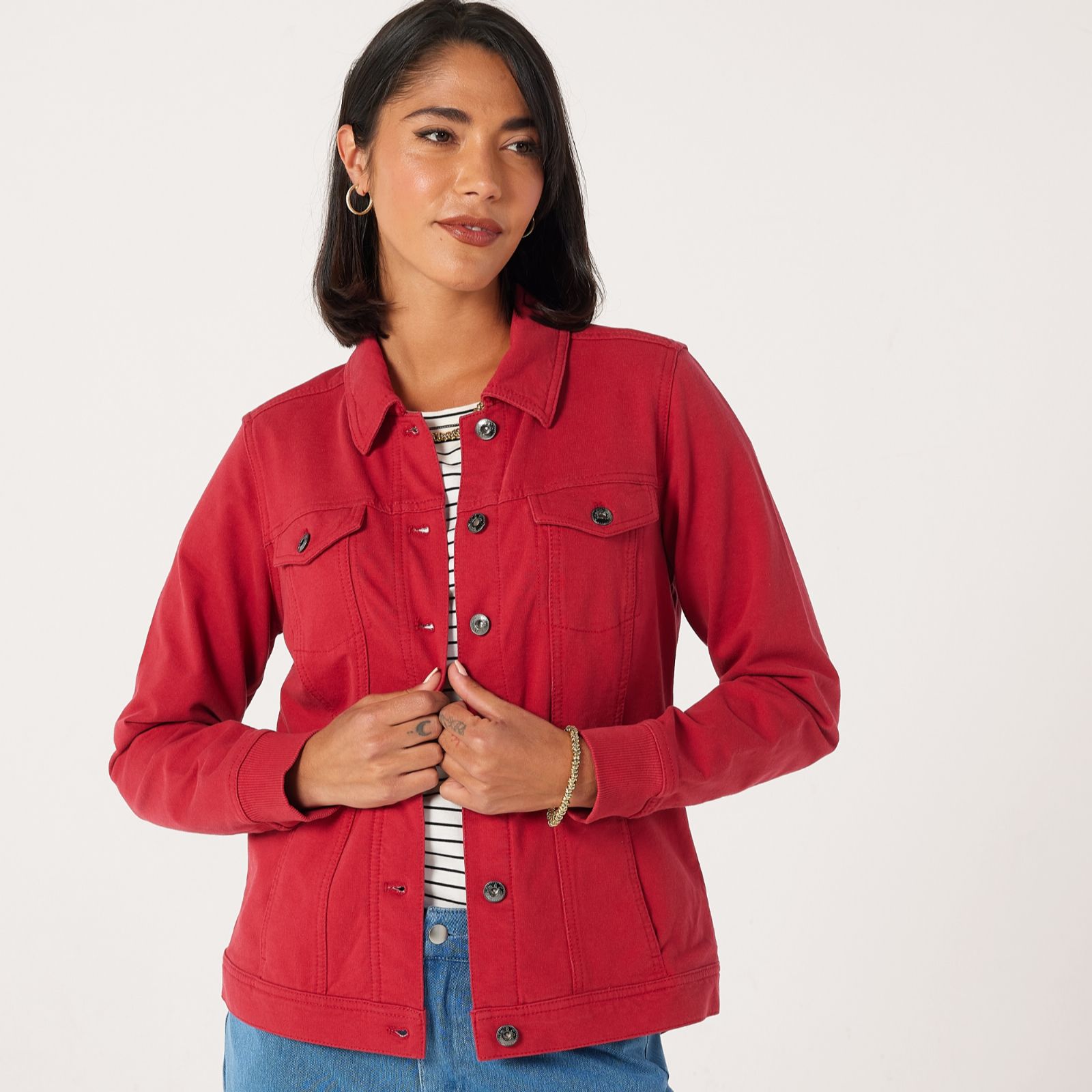 Denim & Co. Comfy Denim Style Jacket with Collar