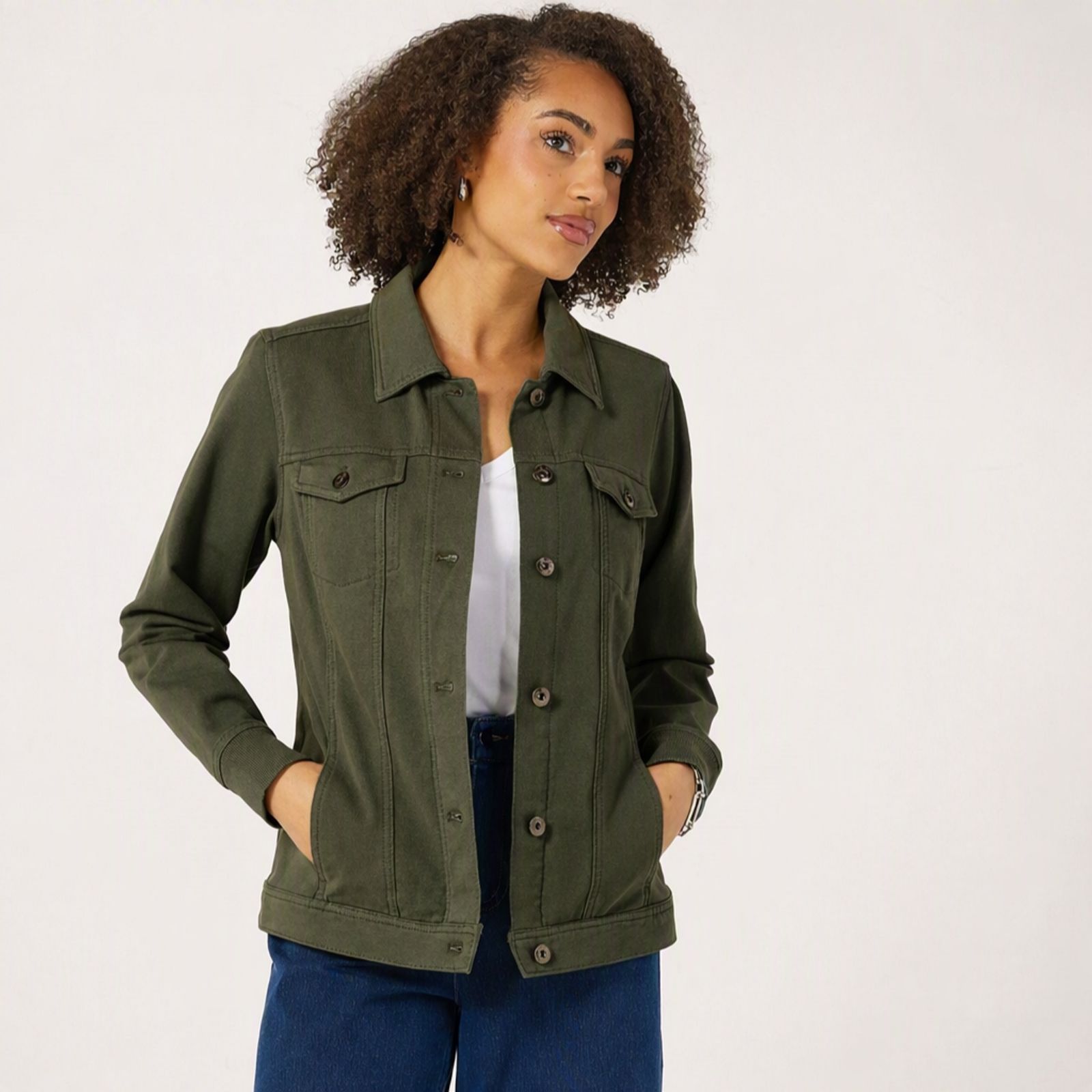 Denim & Co. Comfy Denim Style Jacket with Collar