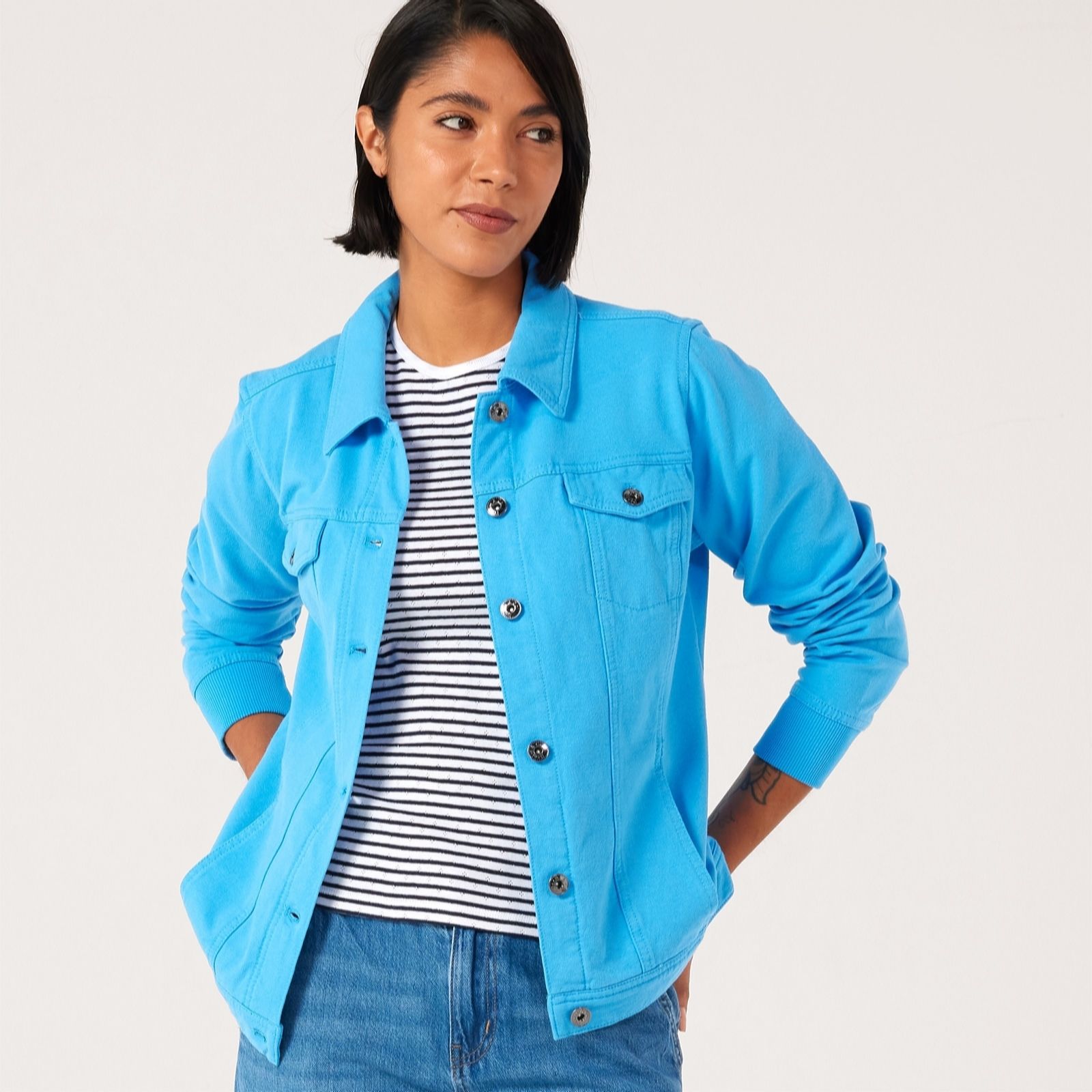 Denim & Co. Comfy Denim Style Jacket with Collar
