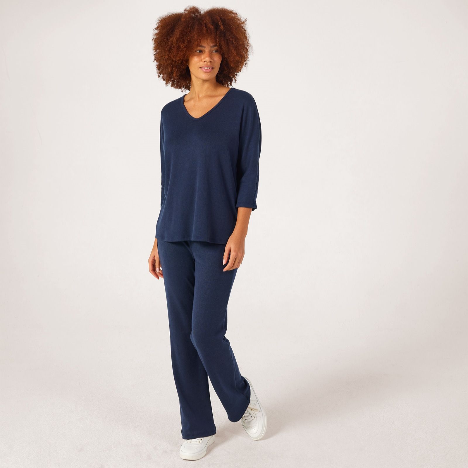 Kim & Co Divine Knit 3/4 Dolman Sleeve V-Neck Top