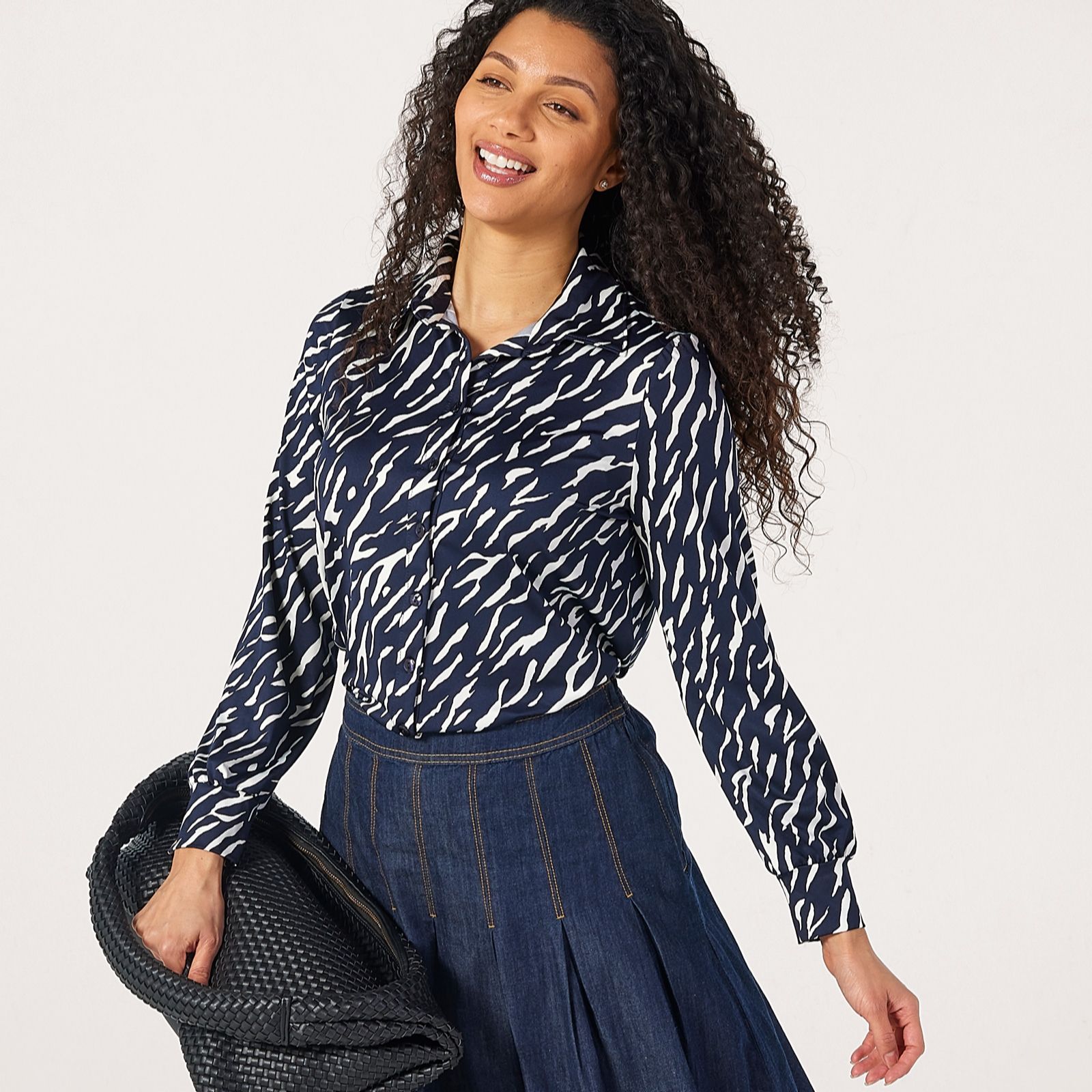 Kim & Co Printed Brazil Jersey Long Blouson Sleeve Shirt