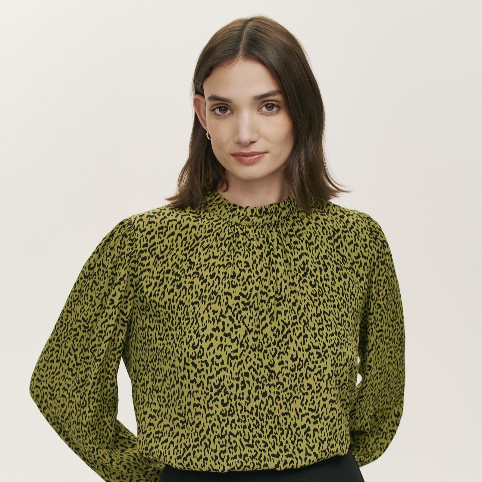 Finery London Kiera Leopard Print Moon Crepe Top