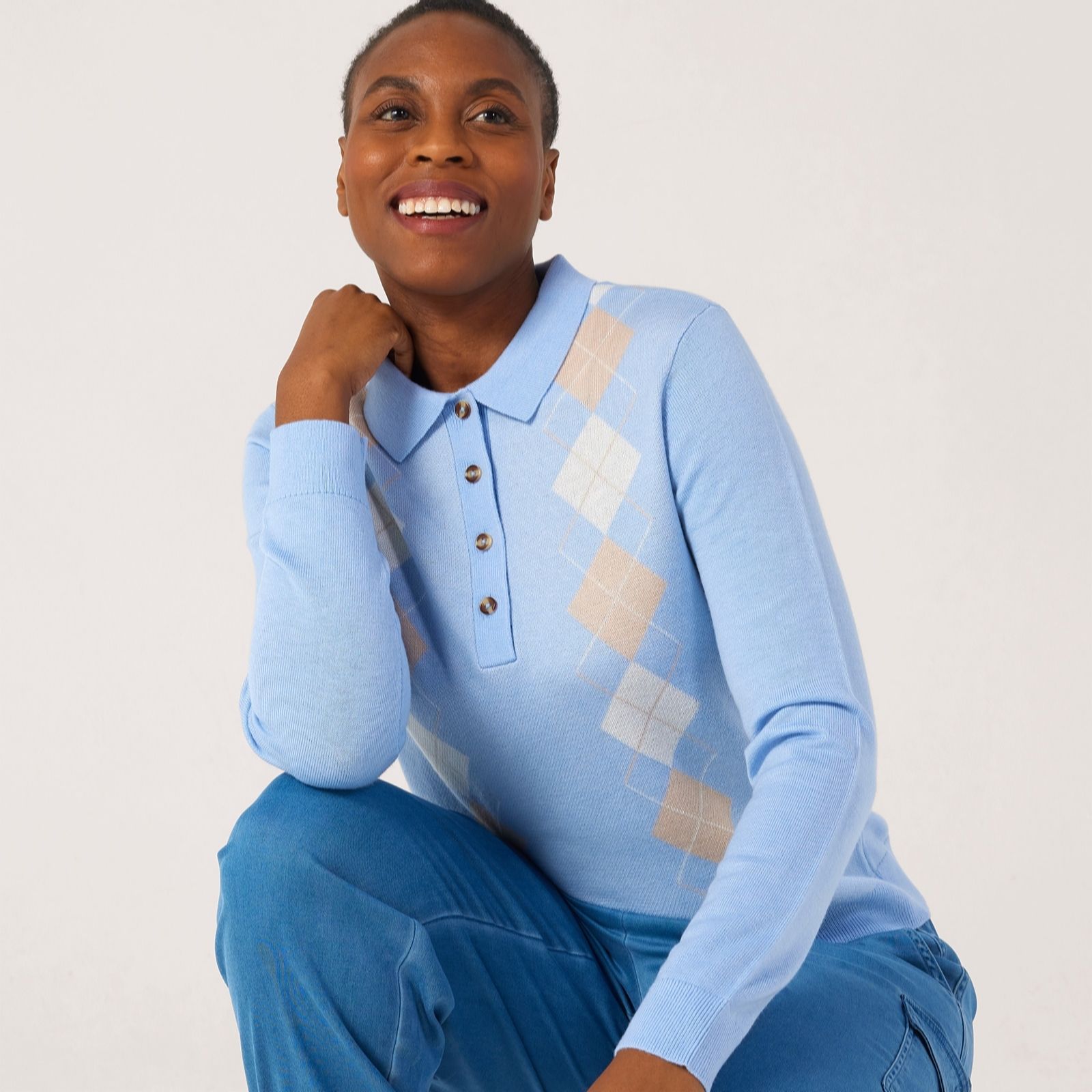 Ben de Lisi Argyle Fine Gauge Knit