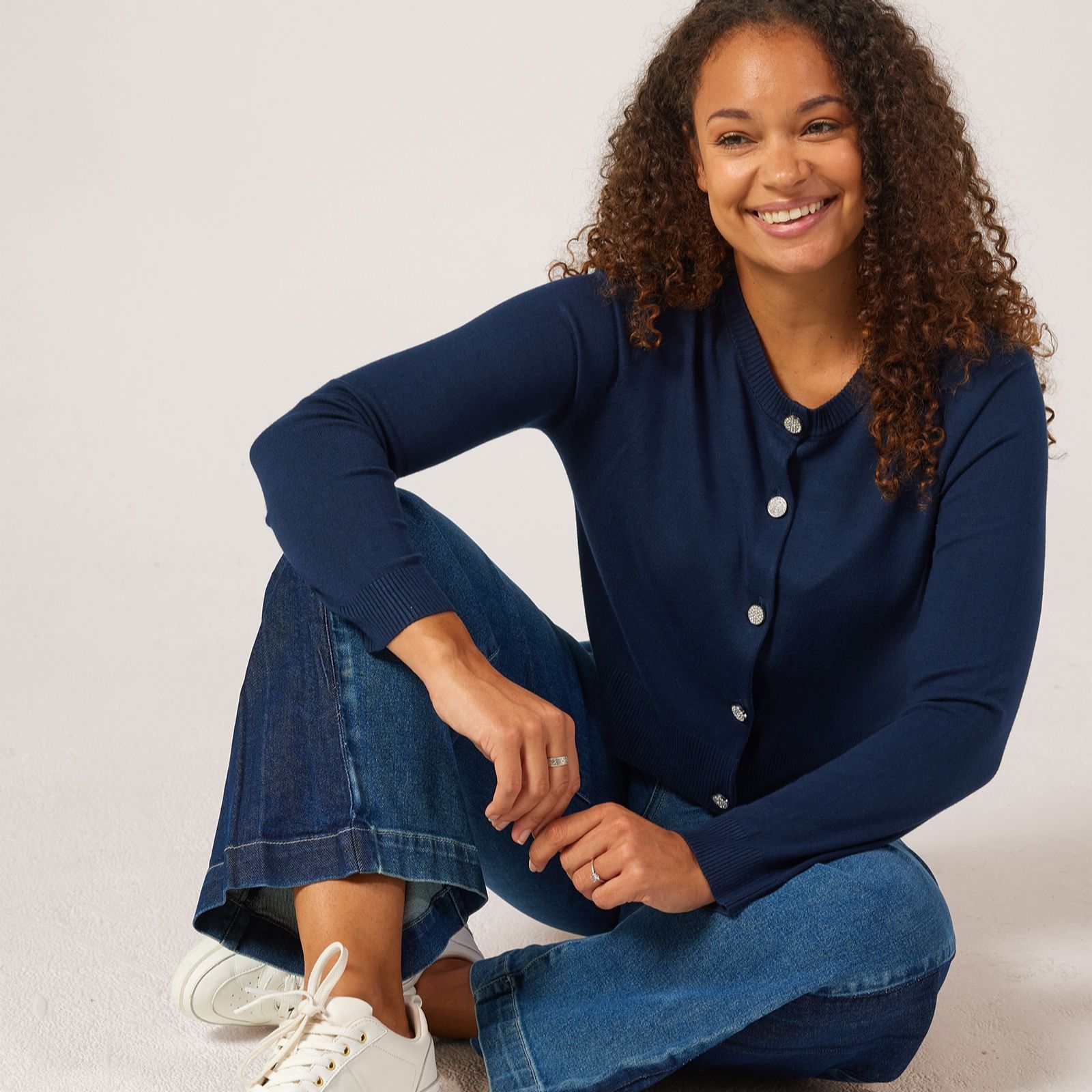 Masai Copenhagen Liffa Stretch Knit Cardigan with Crystal Buttons