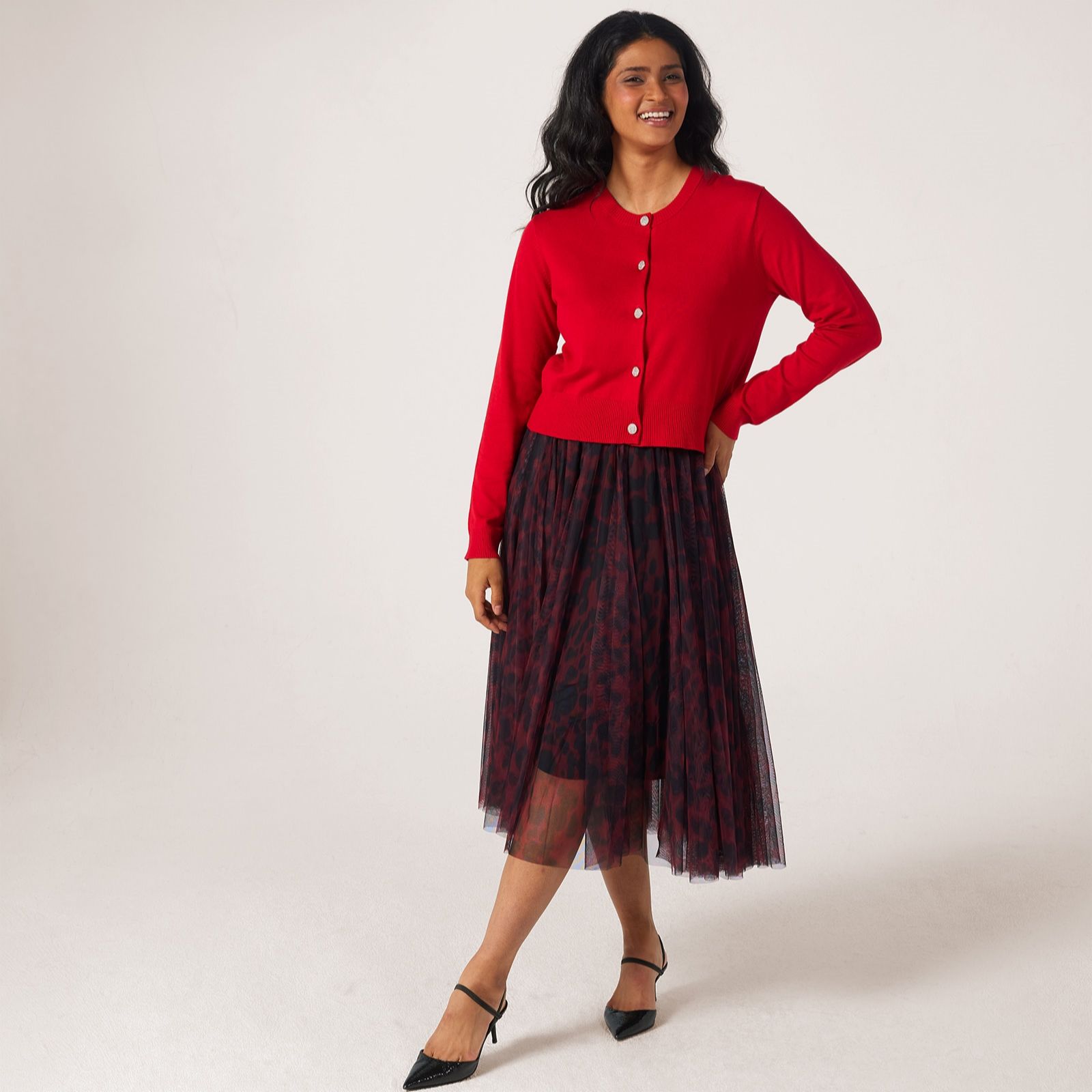 Masai Copenhagen Liffa Stretch Knit Cardigan with Crystal Buttons