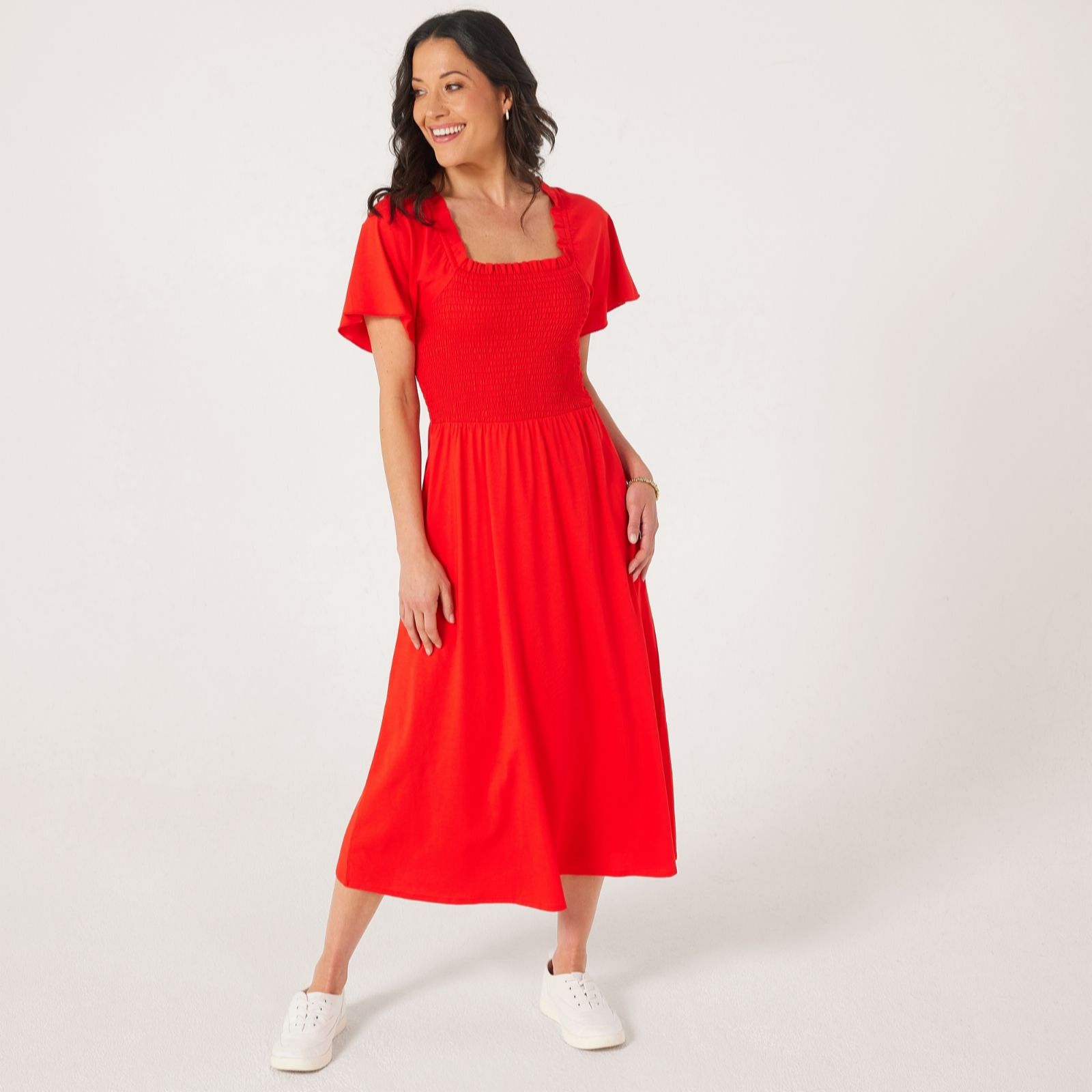 Denim & Co Shirred Bust Jersey Dress