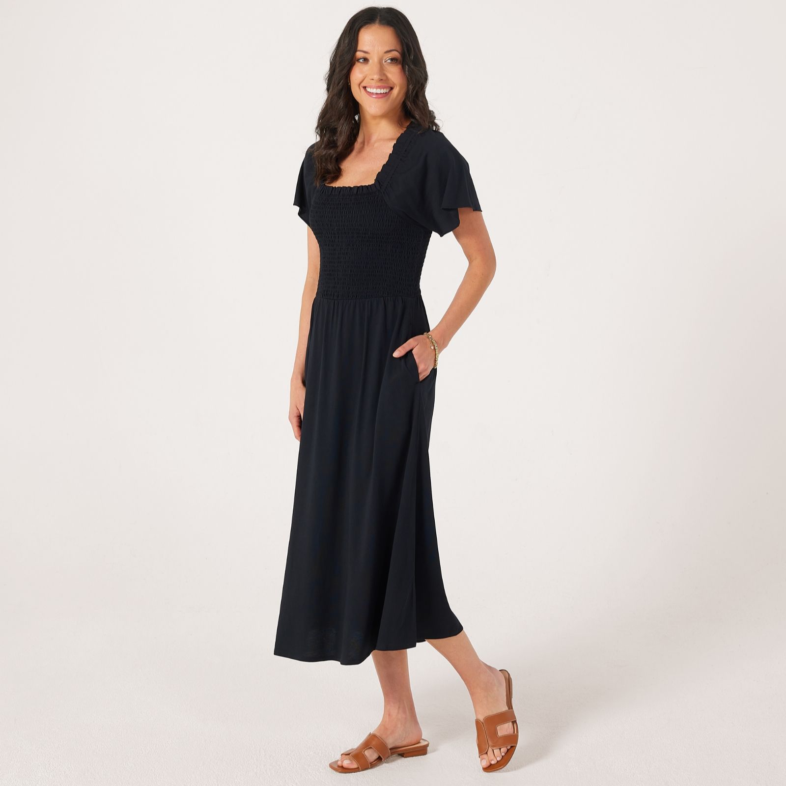 Denim & Co Shirred Bust Jersey Dress