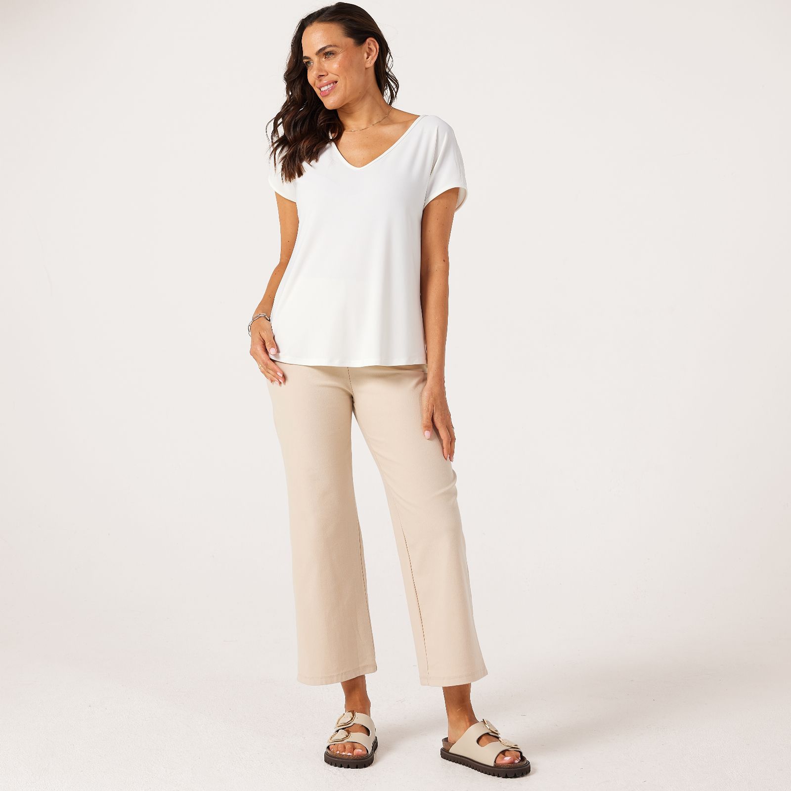 Kim & Co Deluxe Denim Knit Vivian Straight Ankle Petite Trousers