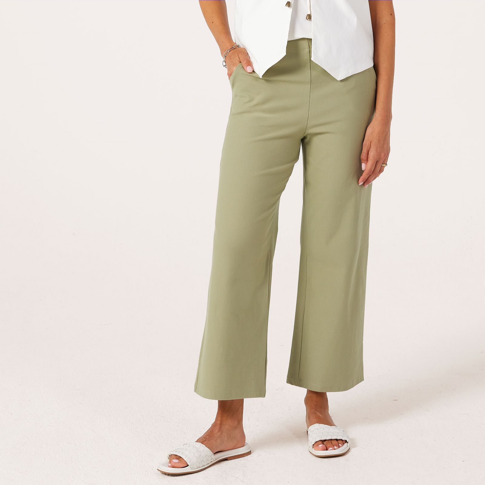Kim & Co Deluxe Denim Knit Vivian Straight Ankle Petite Trousers