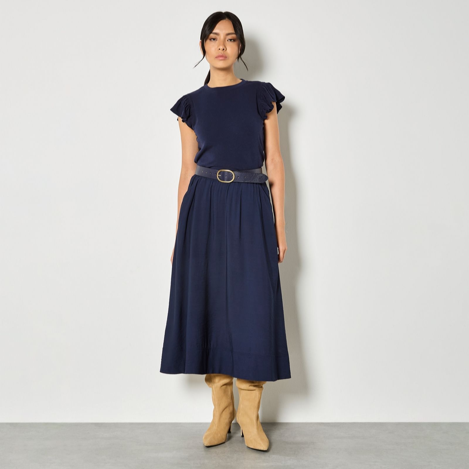 Apricot A-Line Midaxi Skirt