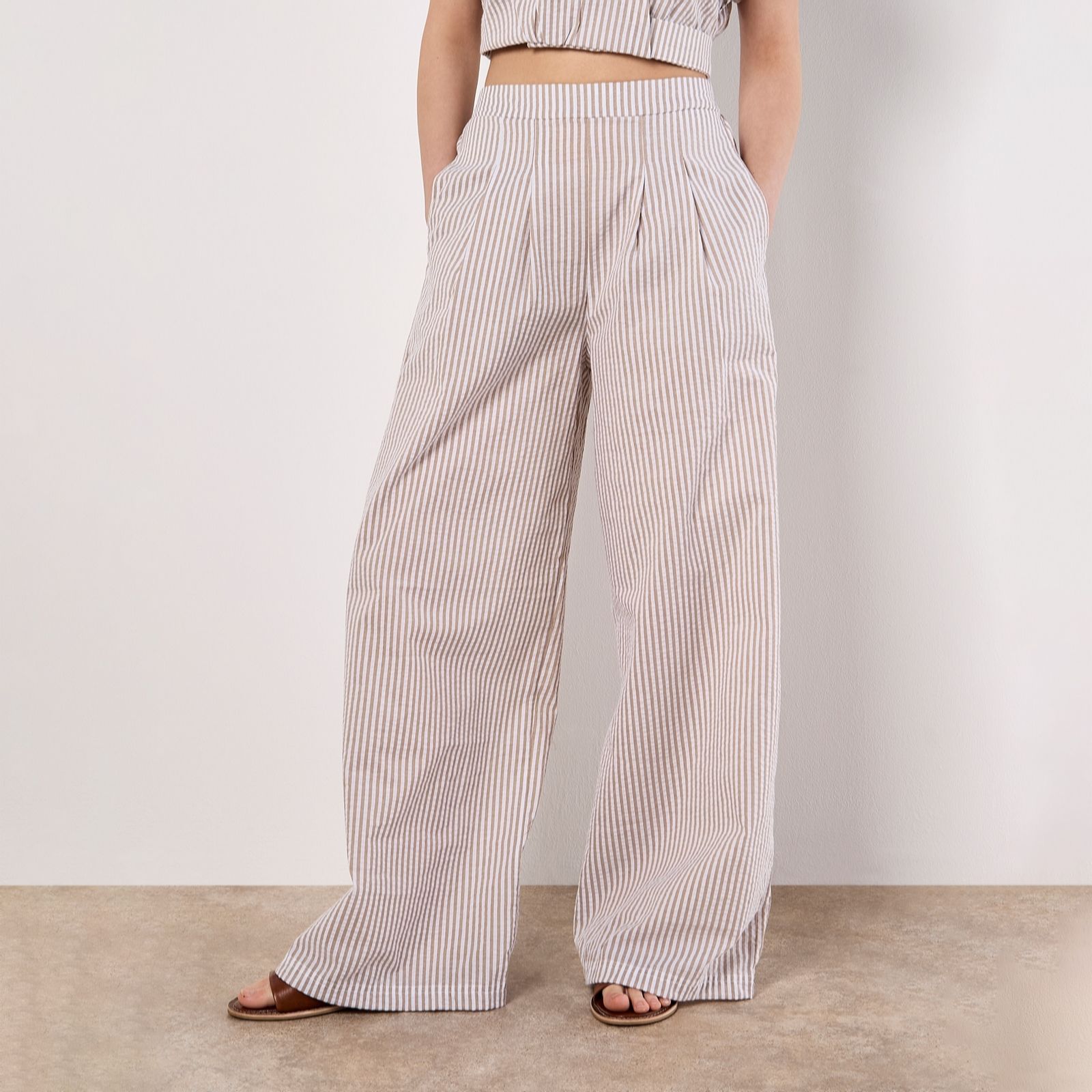 Apricot Stripe Seersucker Trouser