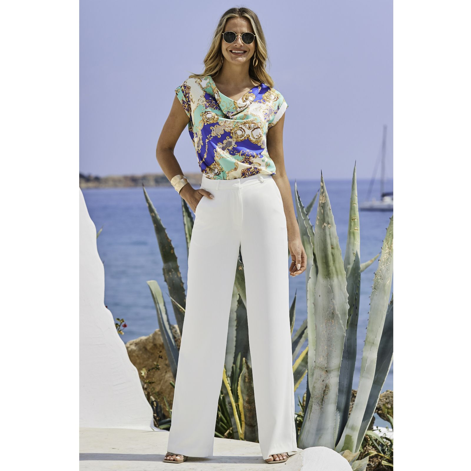 Sosandar White Fluid Trouser