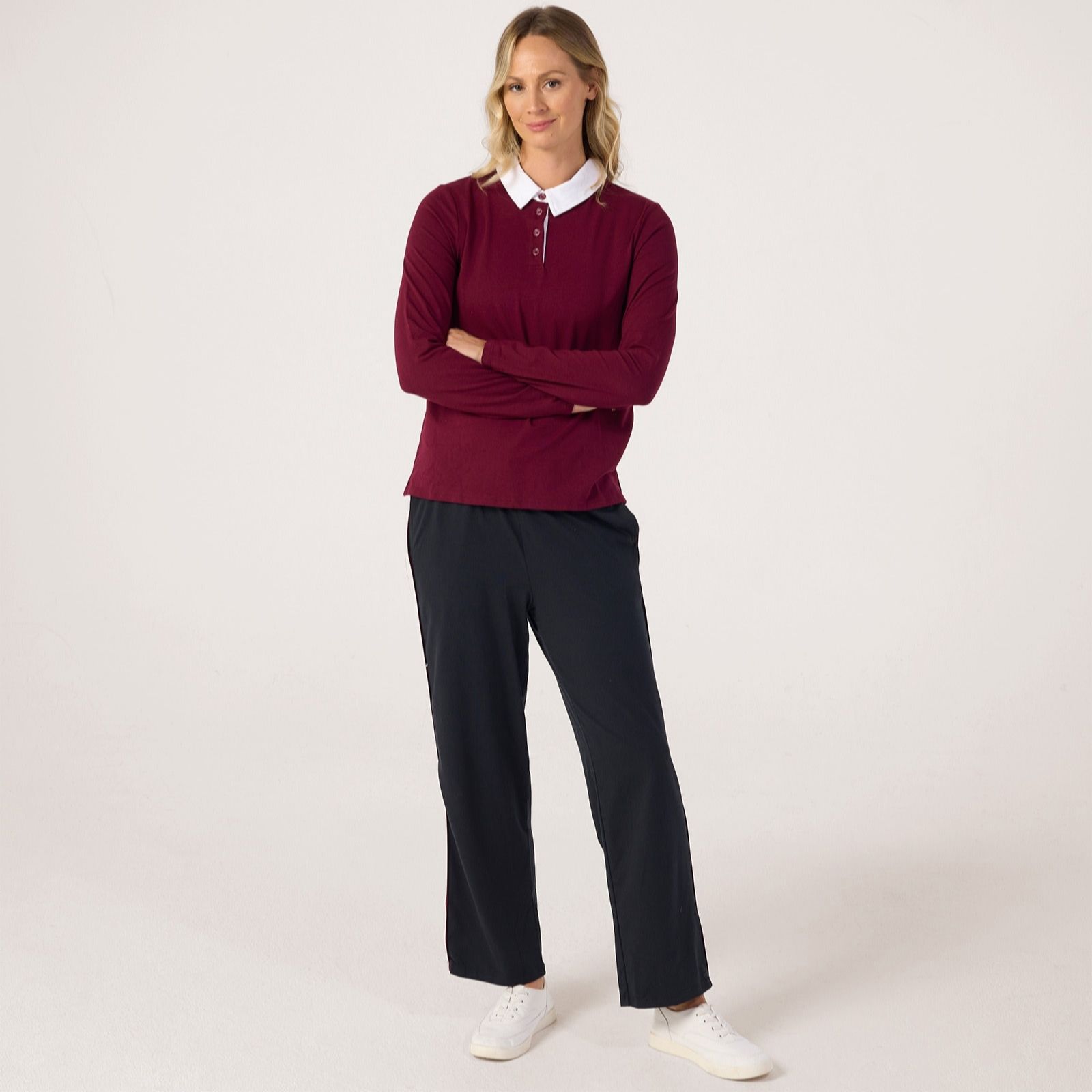 Cuddl Duds Cottonwear Collared Polo Top
