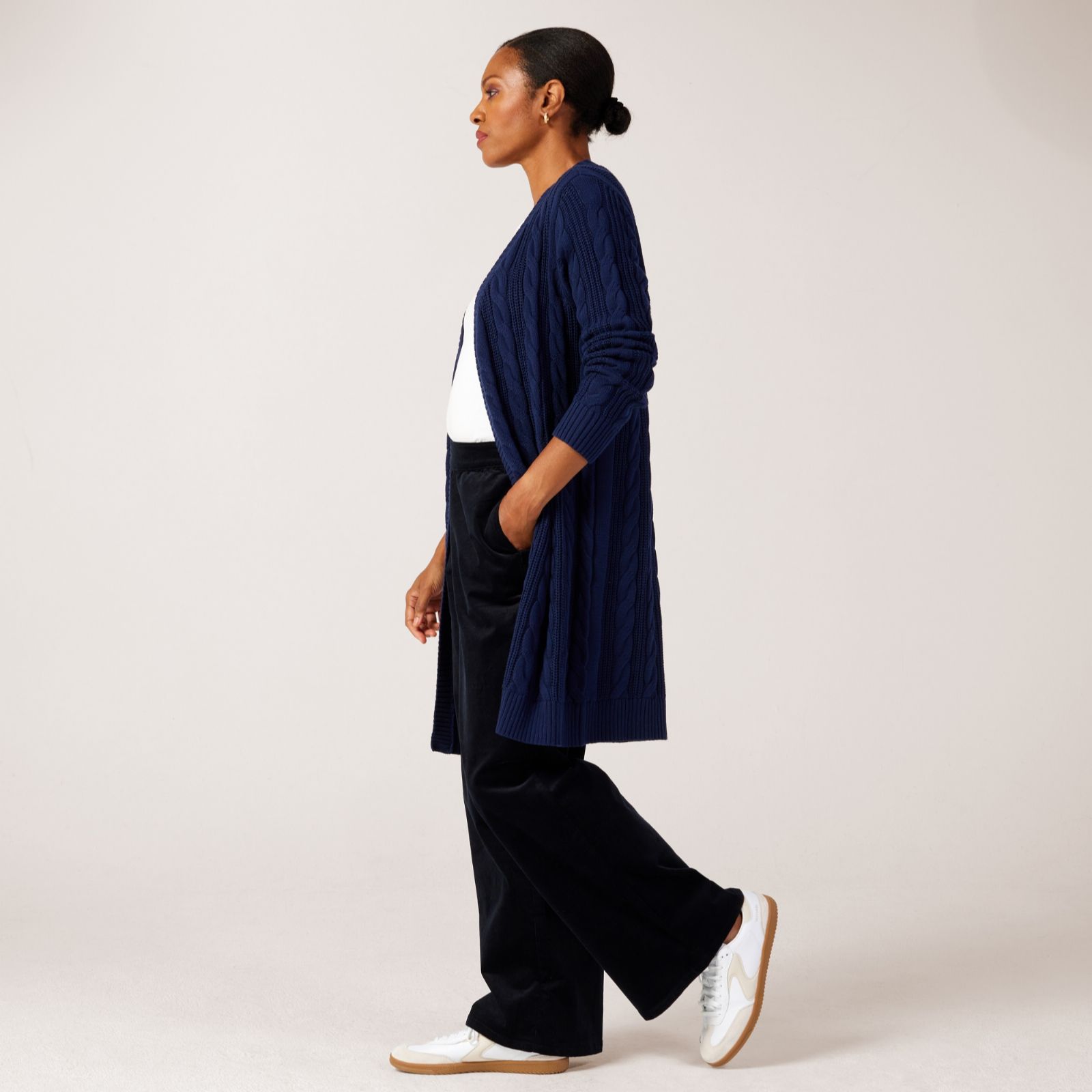 Denim & Co. Cotton Cable Longline Cardigan