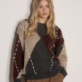 Apricot Argyle Diamond Colour Block Jumper