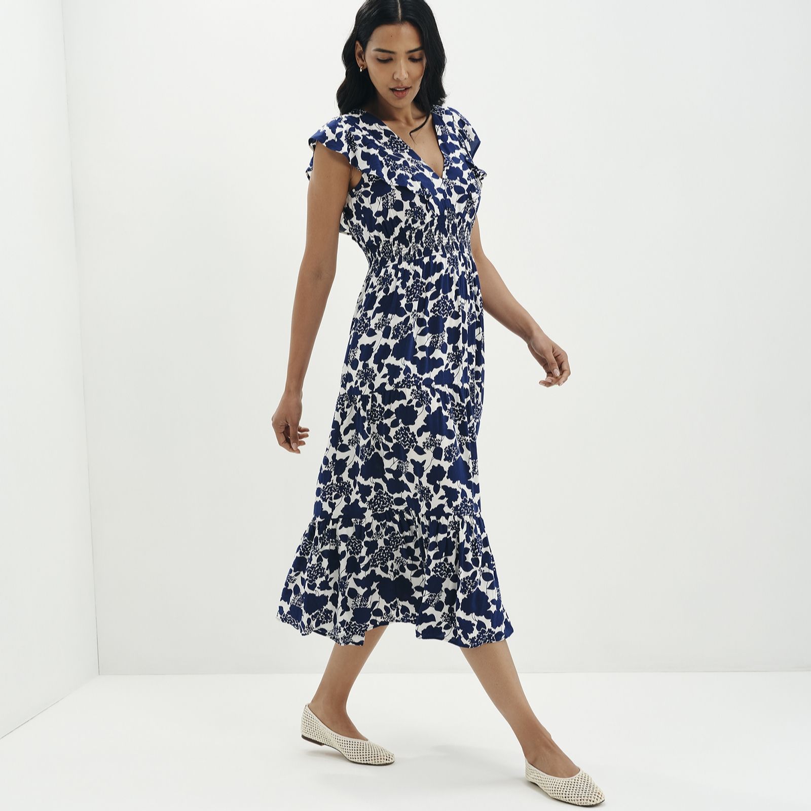 Finery London Mattie Printed Tiered Dress Standard