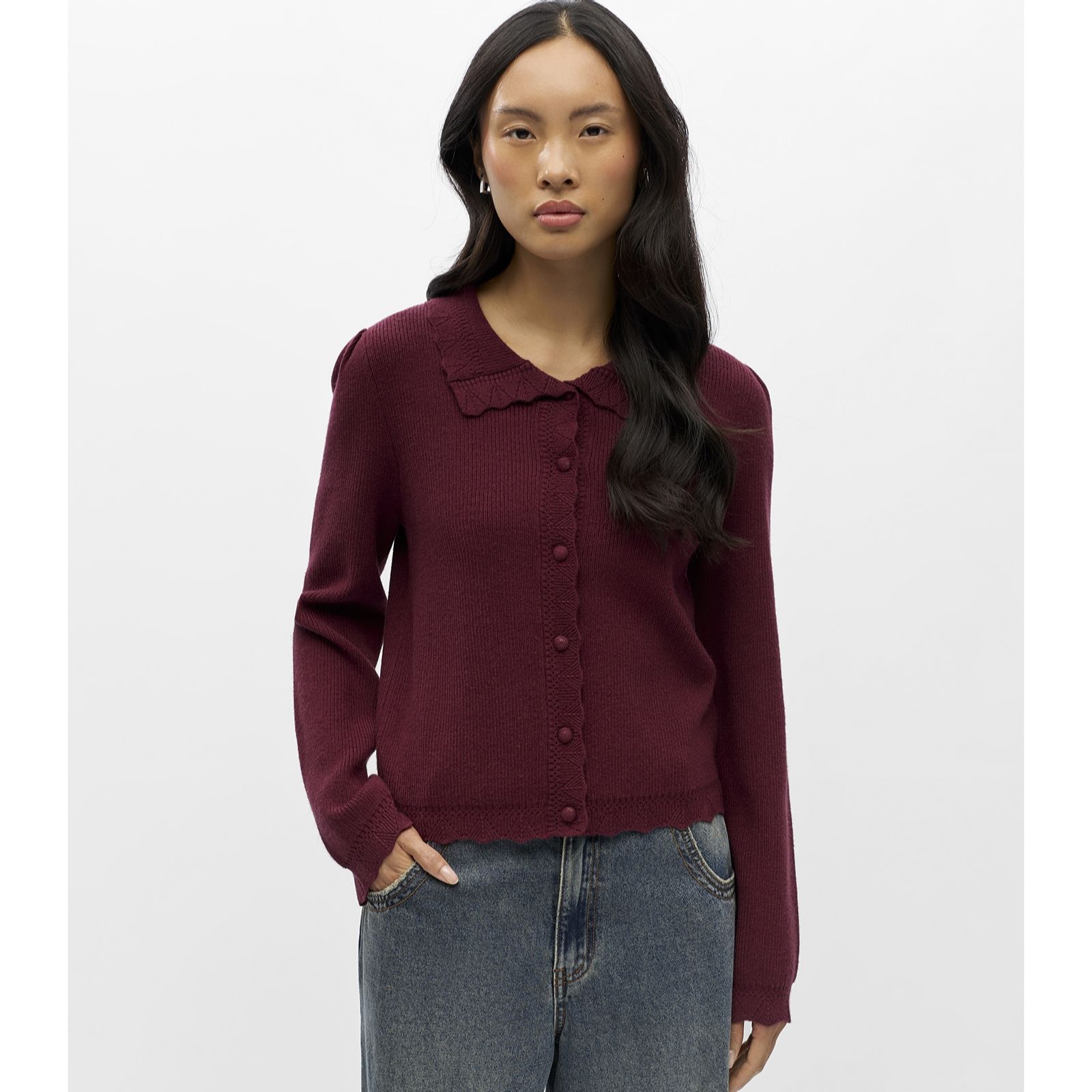 Object Parya Thess Scallop Edge Knit Cardigan