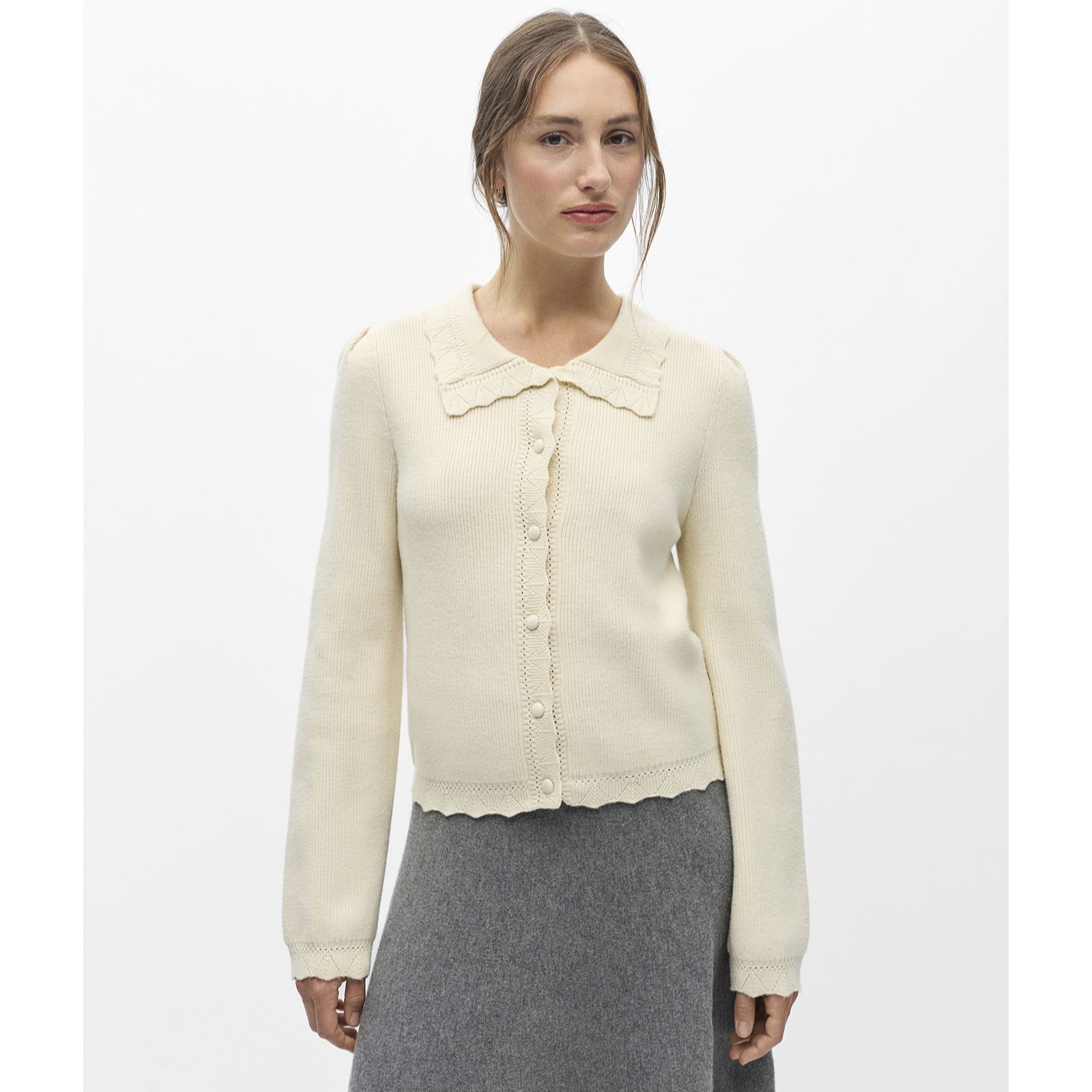Object Parya Thess Scallop Edge Knit Cardigan