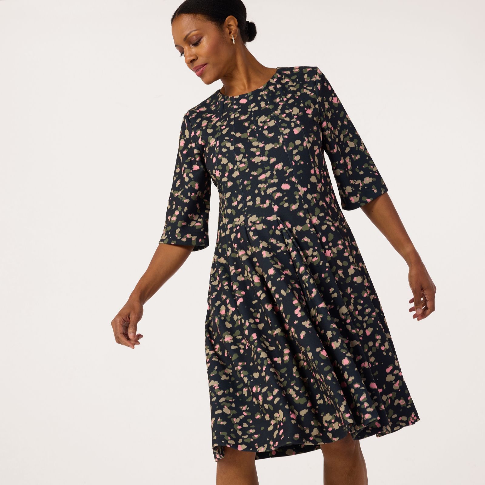 Helene Berman Animal Print Swing Fit and Flare Dress