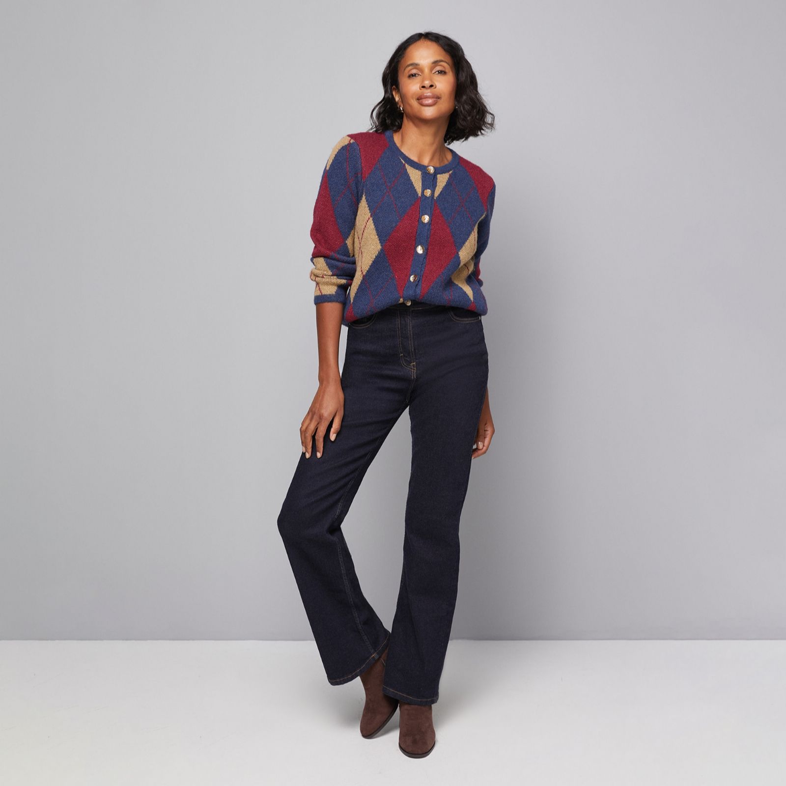 Wallis Argyle Check Knitted Cardigan