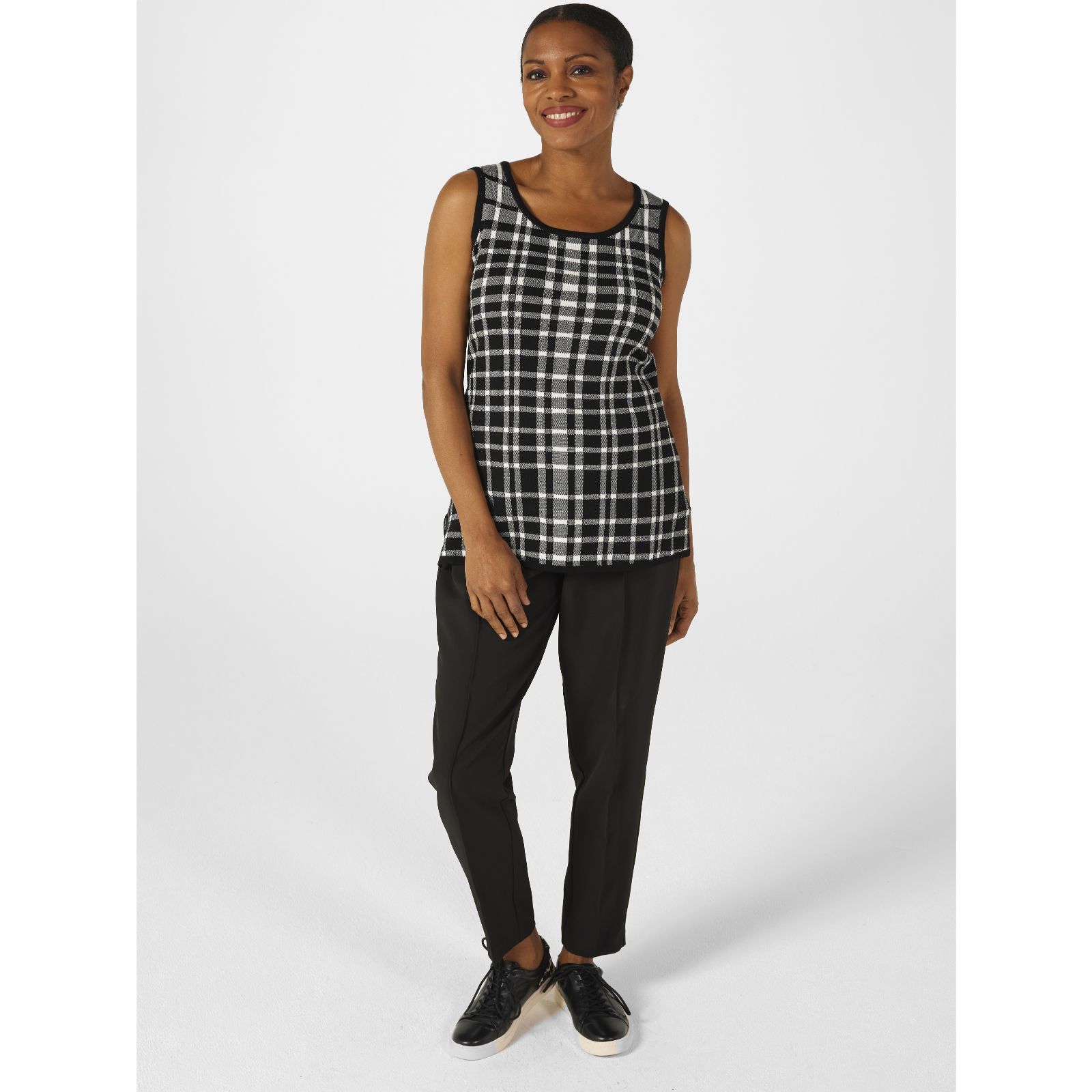 Nina Leonard Jacquard Knit Sleeveless Top QVC UK