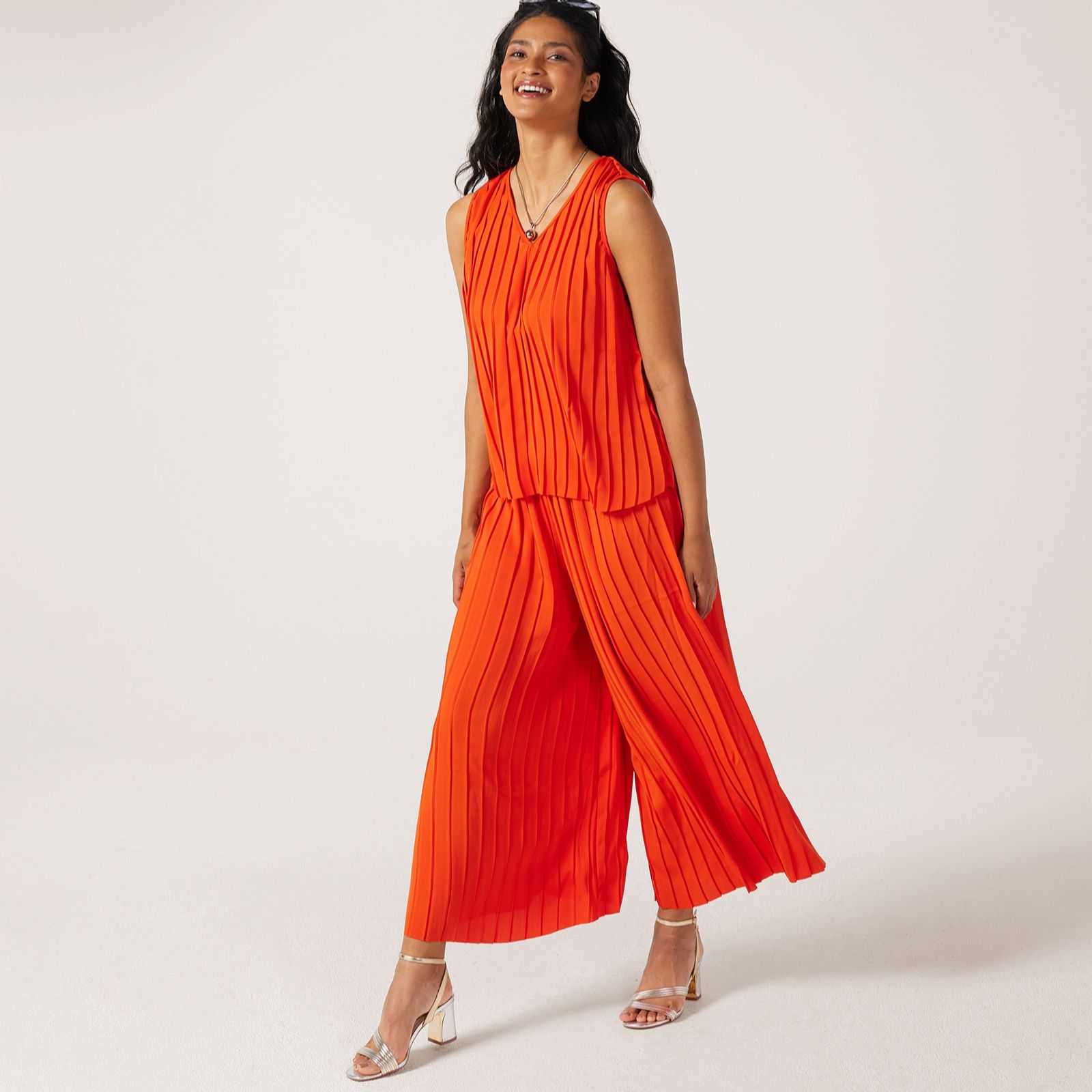 MarlaWynne Collection Pleated Crepe Wide Leg Trousers