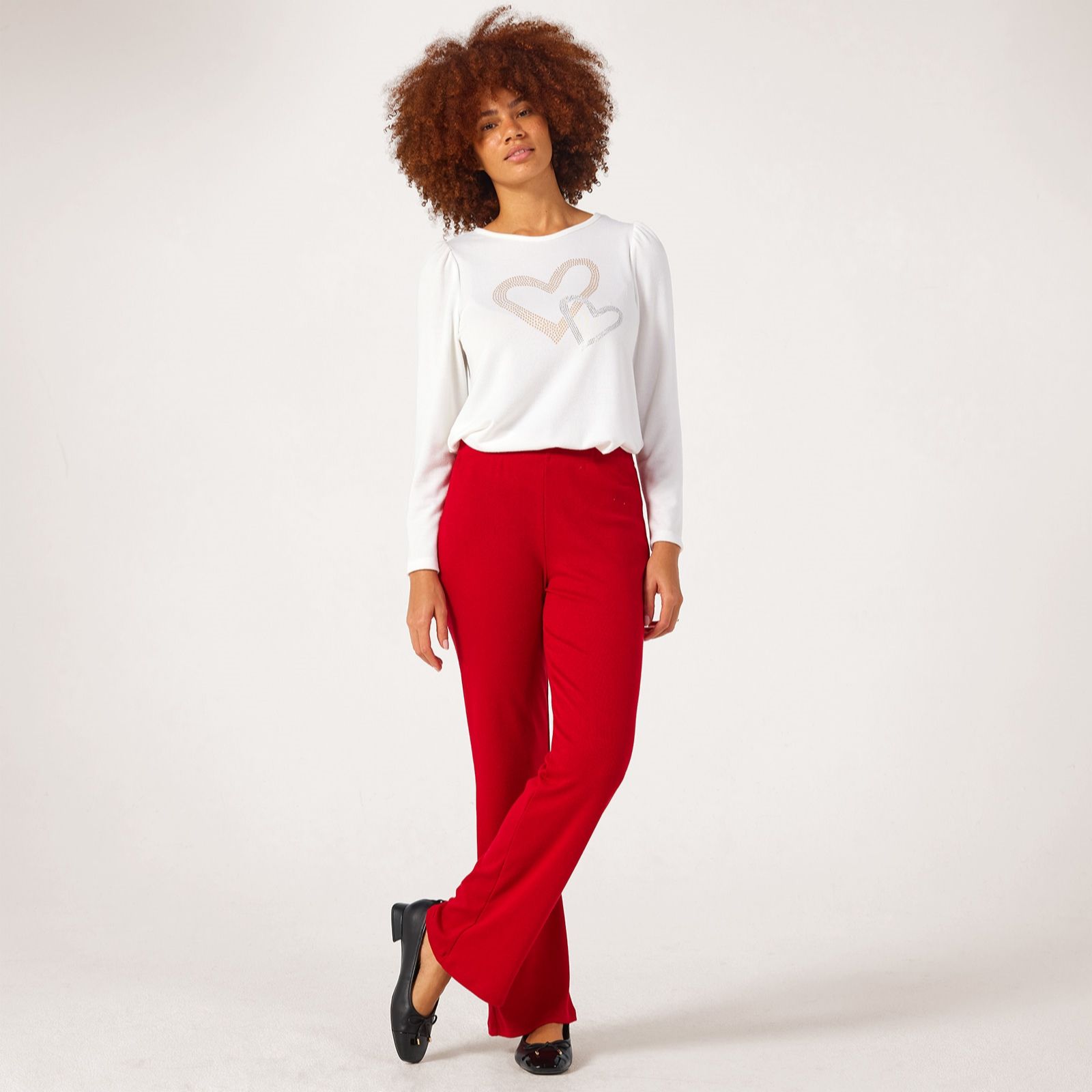 Kim & Co Divine Knit Carla Flared Petite Trousers