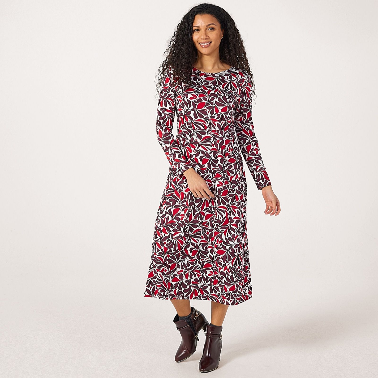 Kim & Co Brazil Jersey Midi Dress with Shoulder Pads