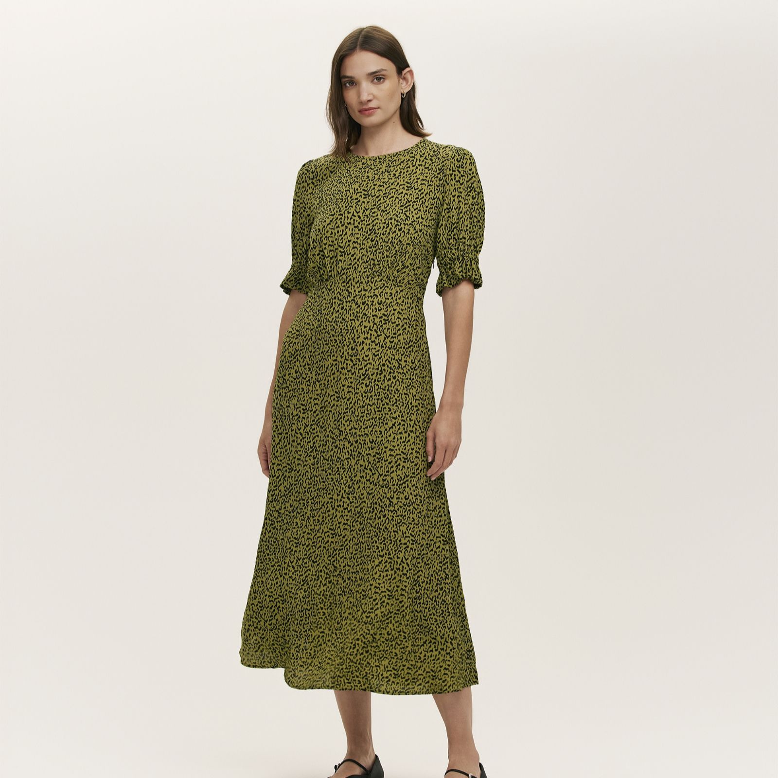 Finery London Mela Leopard Print Crepe Midi Dress Standard